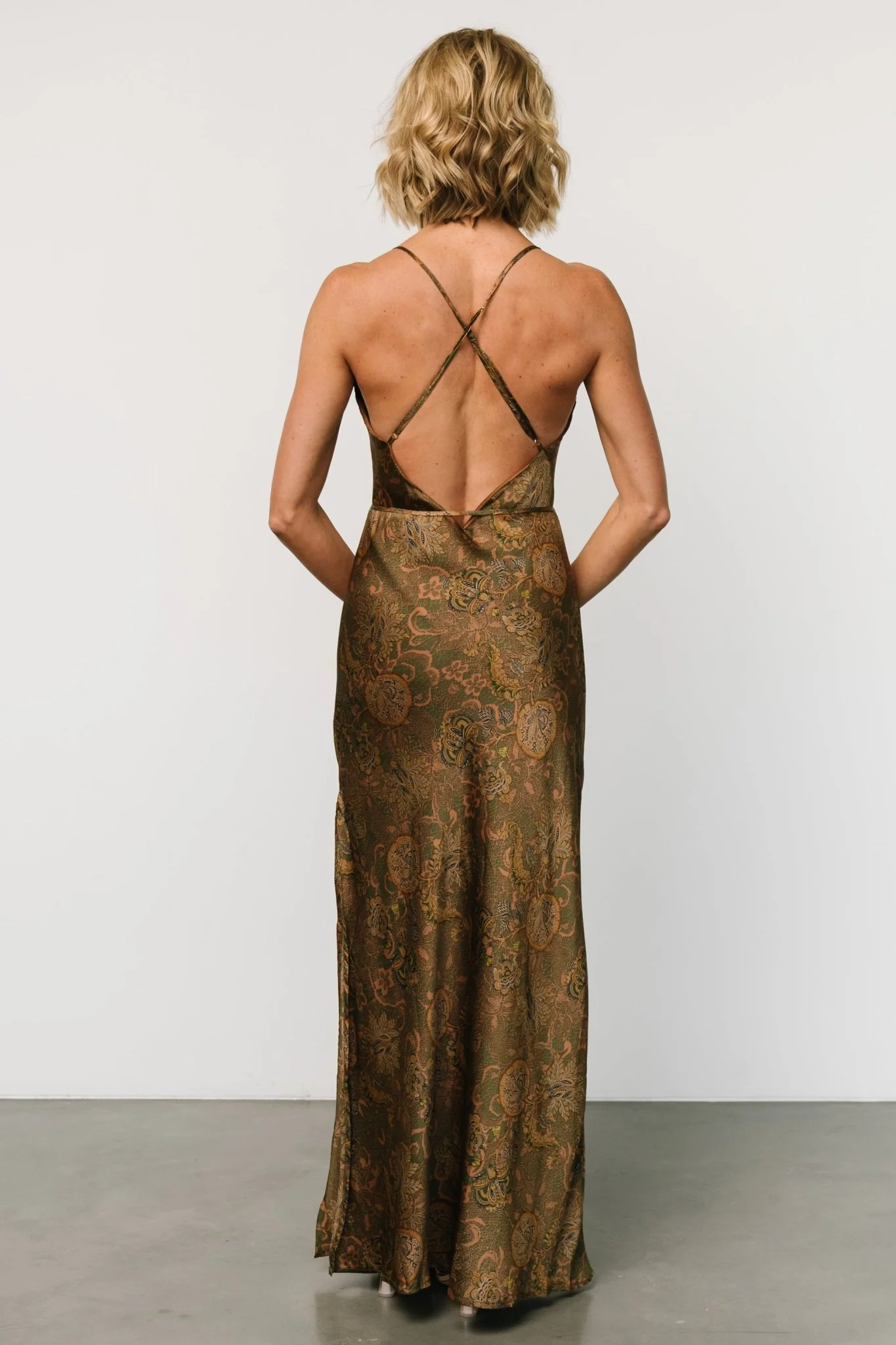Reno Slip Maxi Dress | Brown + Olive