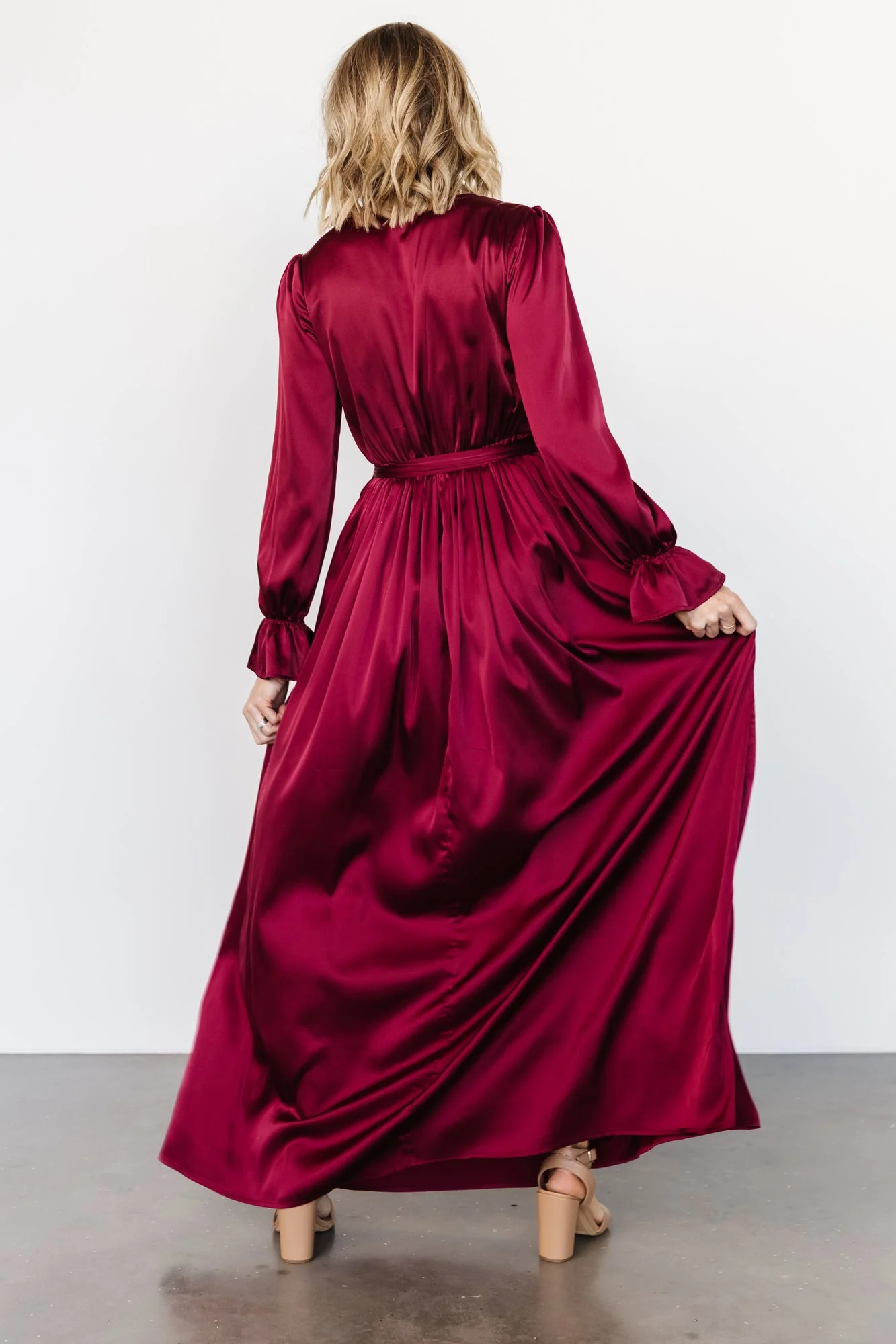 Holly Satin Maxi Dress | Cranberry