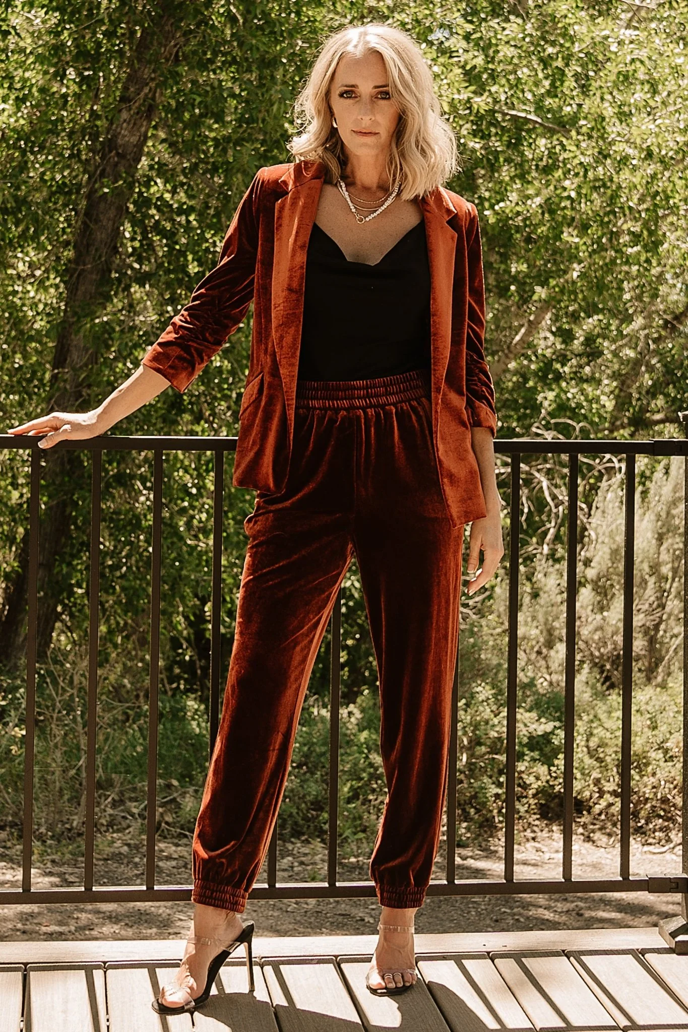 Brinton Velvet Blazer | Cinnamon