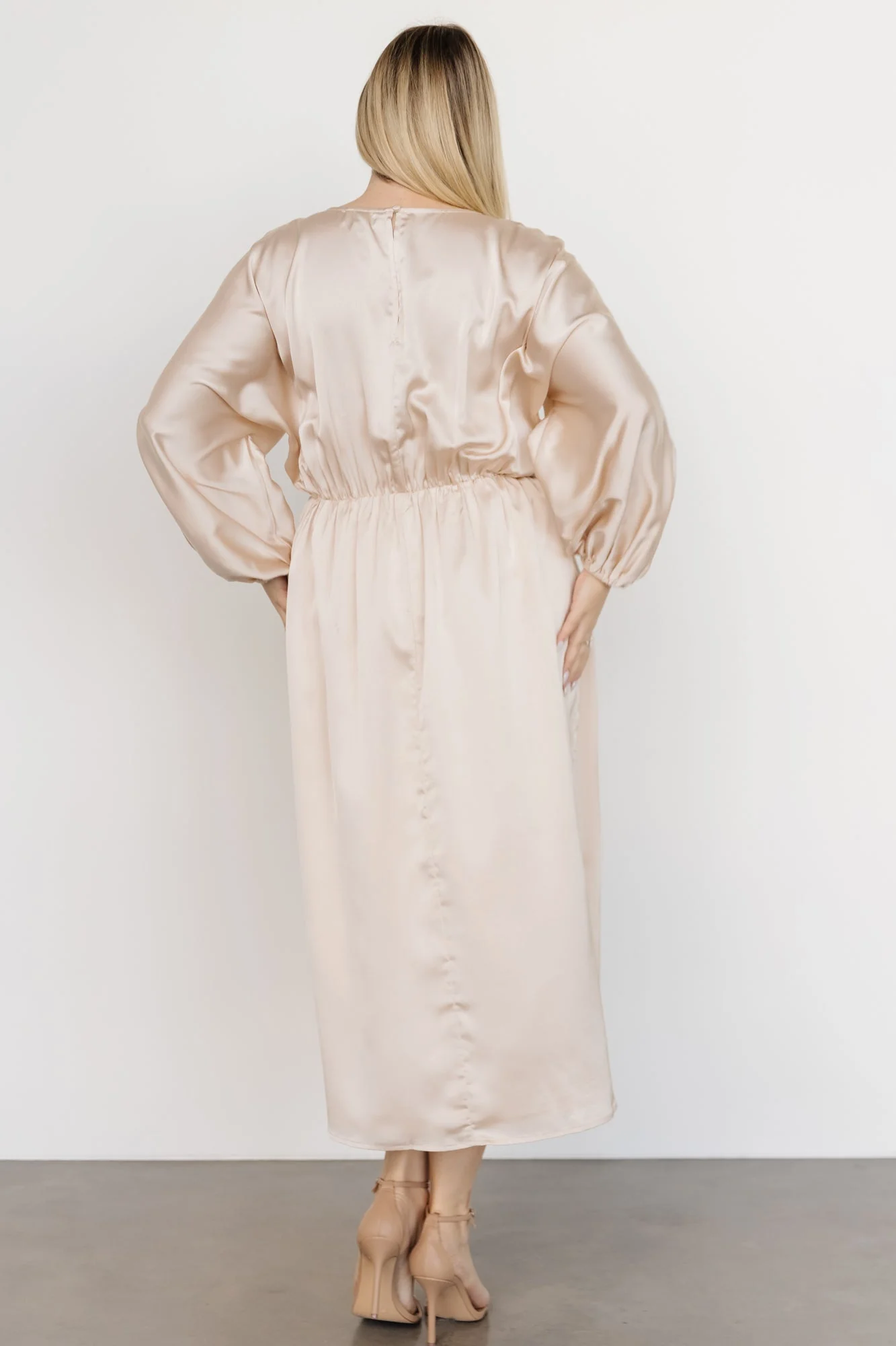 Balta Satin Midi Dress | Champagne