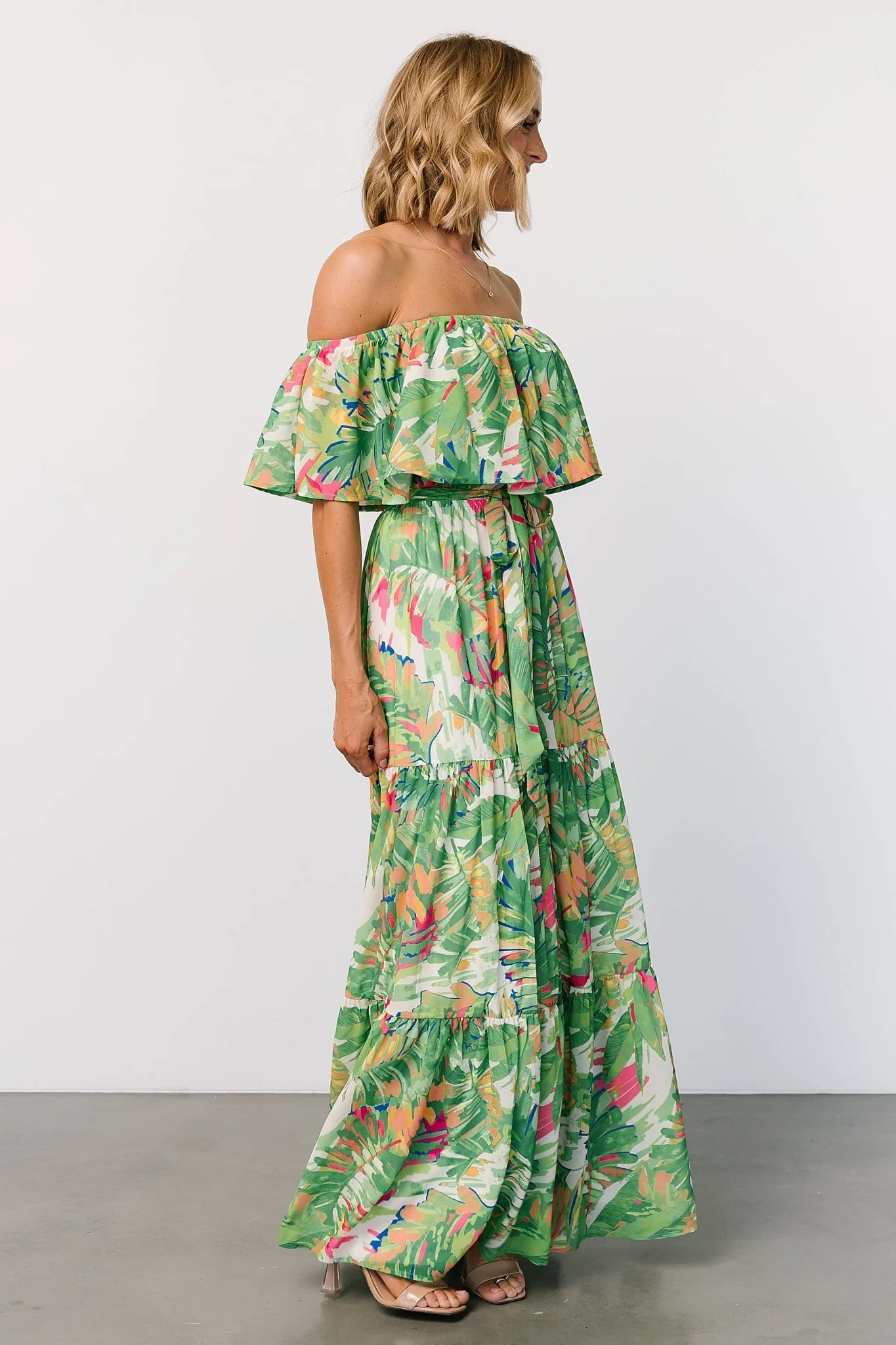 Sonoma Off Shoulder Maxi Dress | Green Multi