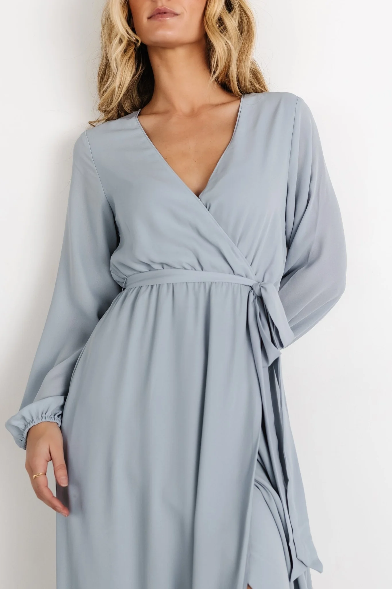 Breanne Faux Wrap Maxi Dress | Light Blue