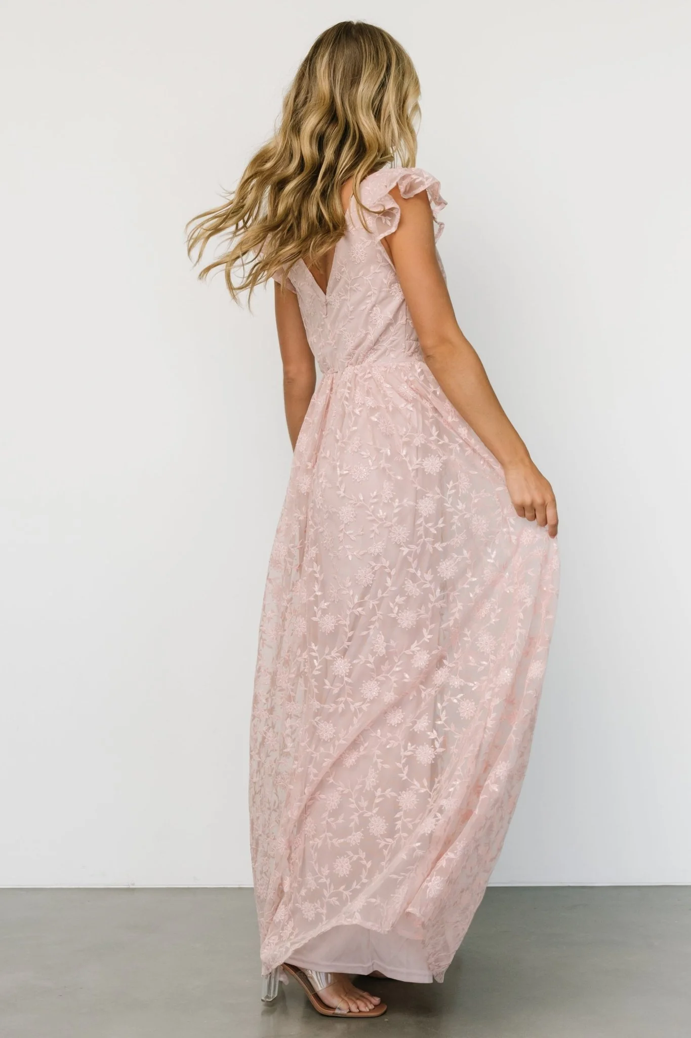 Alexa Embroidered Sequin Maxi Dress | Blush Rose