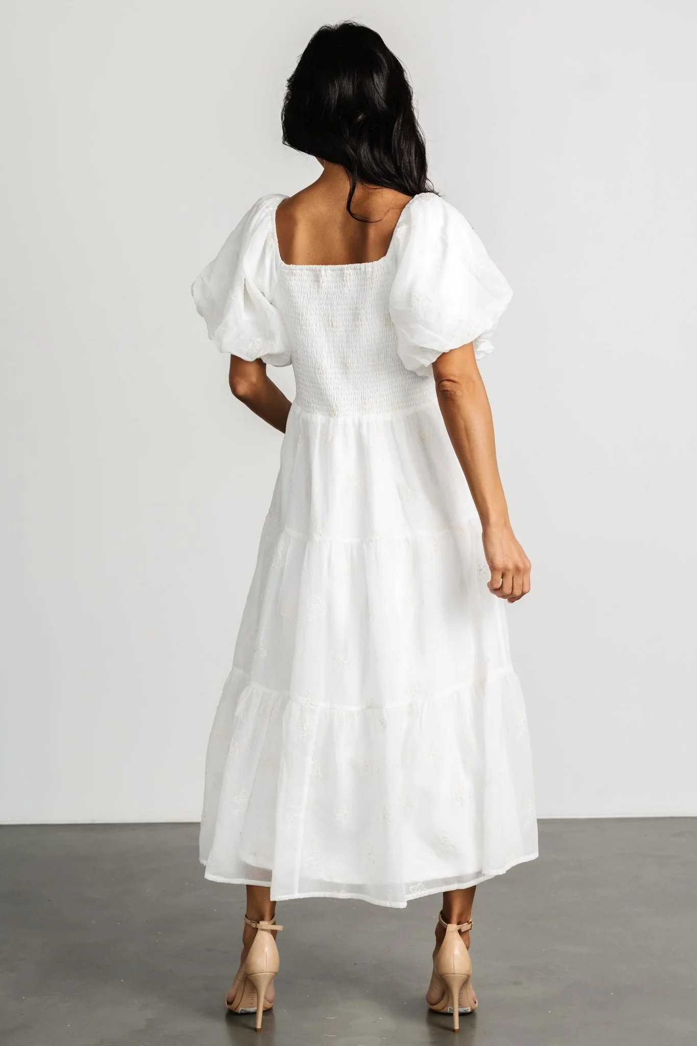 Rina Embroidered Shimmer Dress | Off White