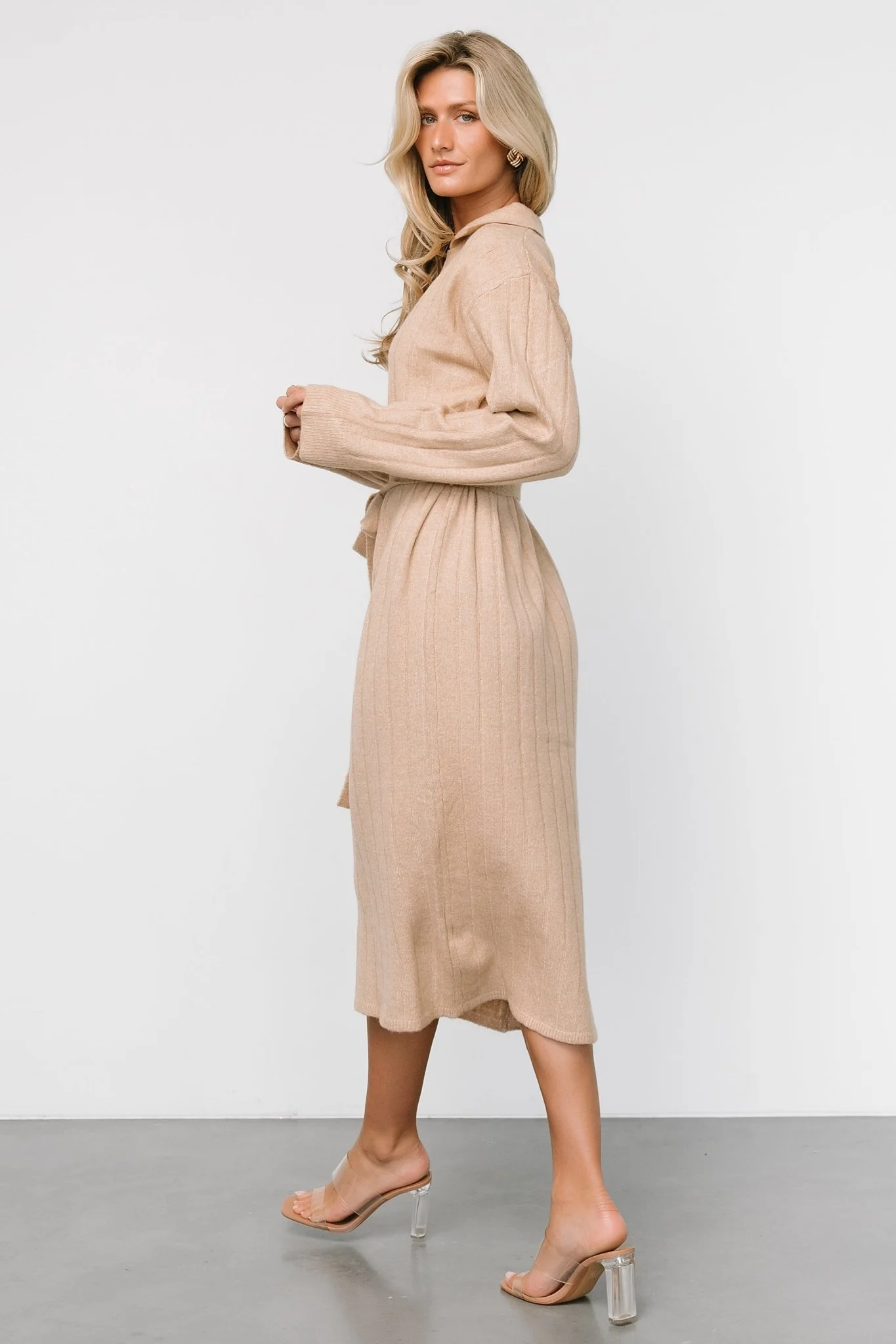 Barrie Sweater Dress | Light Tan