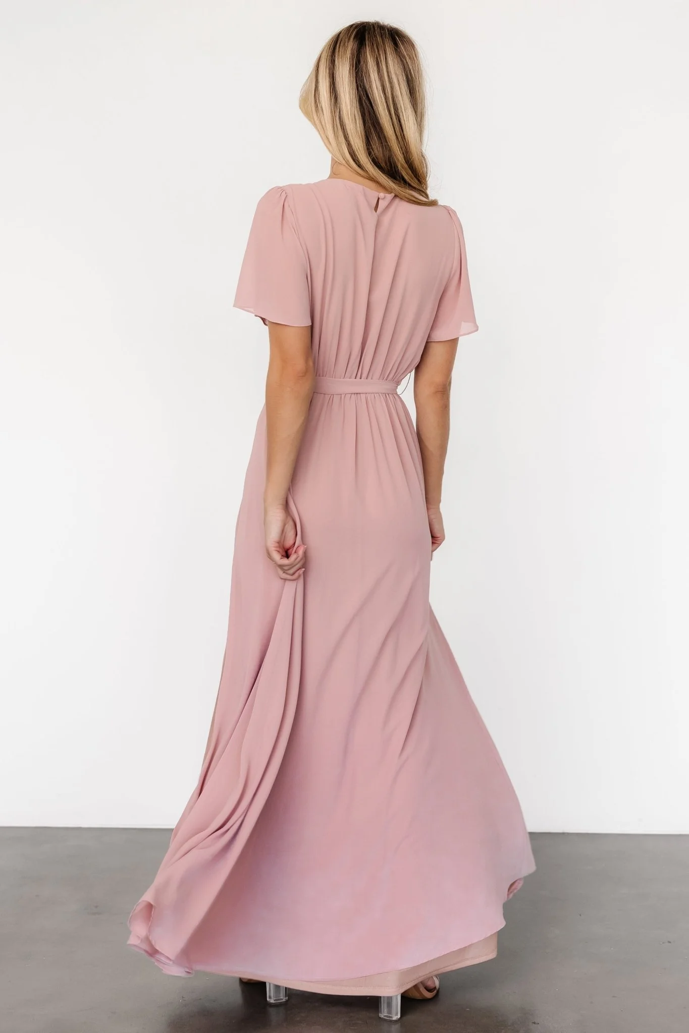 Naomi Short Sleeve Maxi Dress | Blush Pink