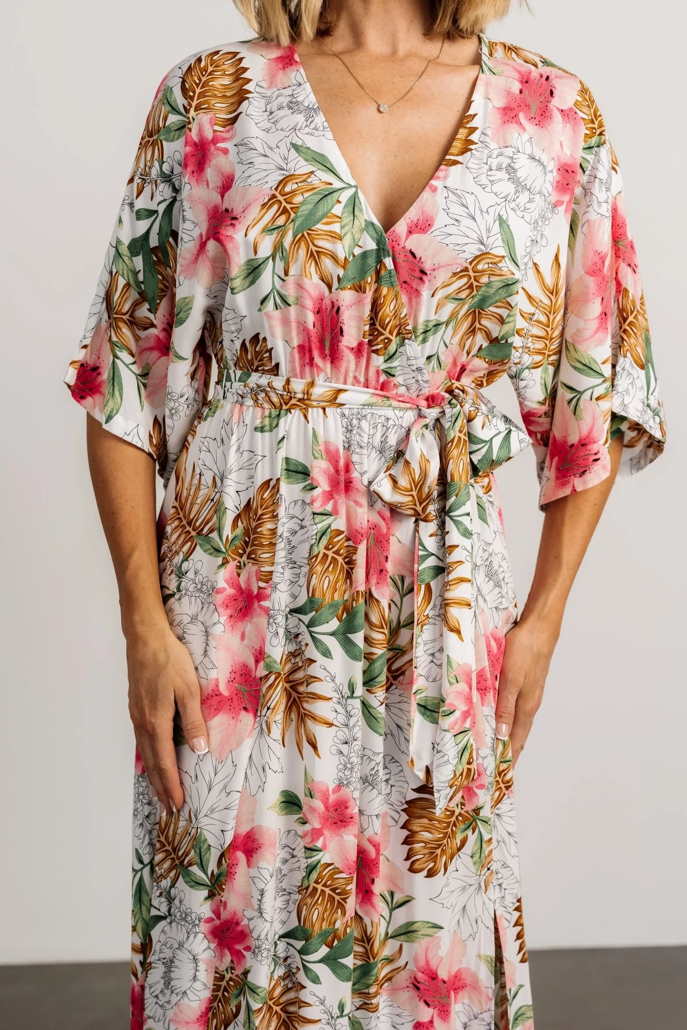 Harmonia Kimono Maxi Dress | White Multi Print