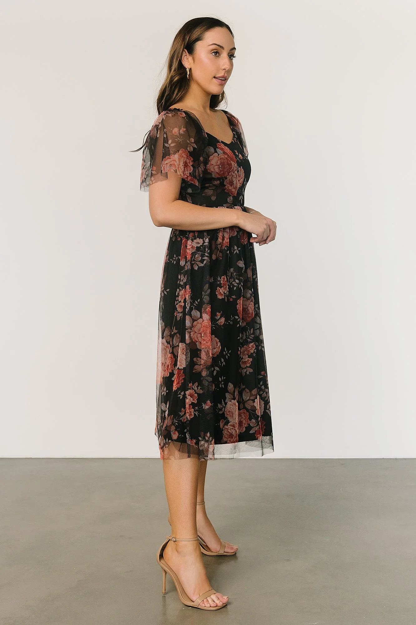 Gwyneth Tulle Midi Dress | Black Multi
