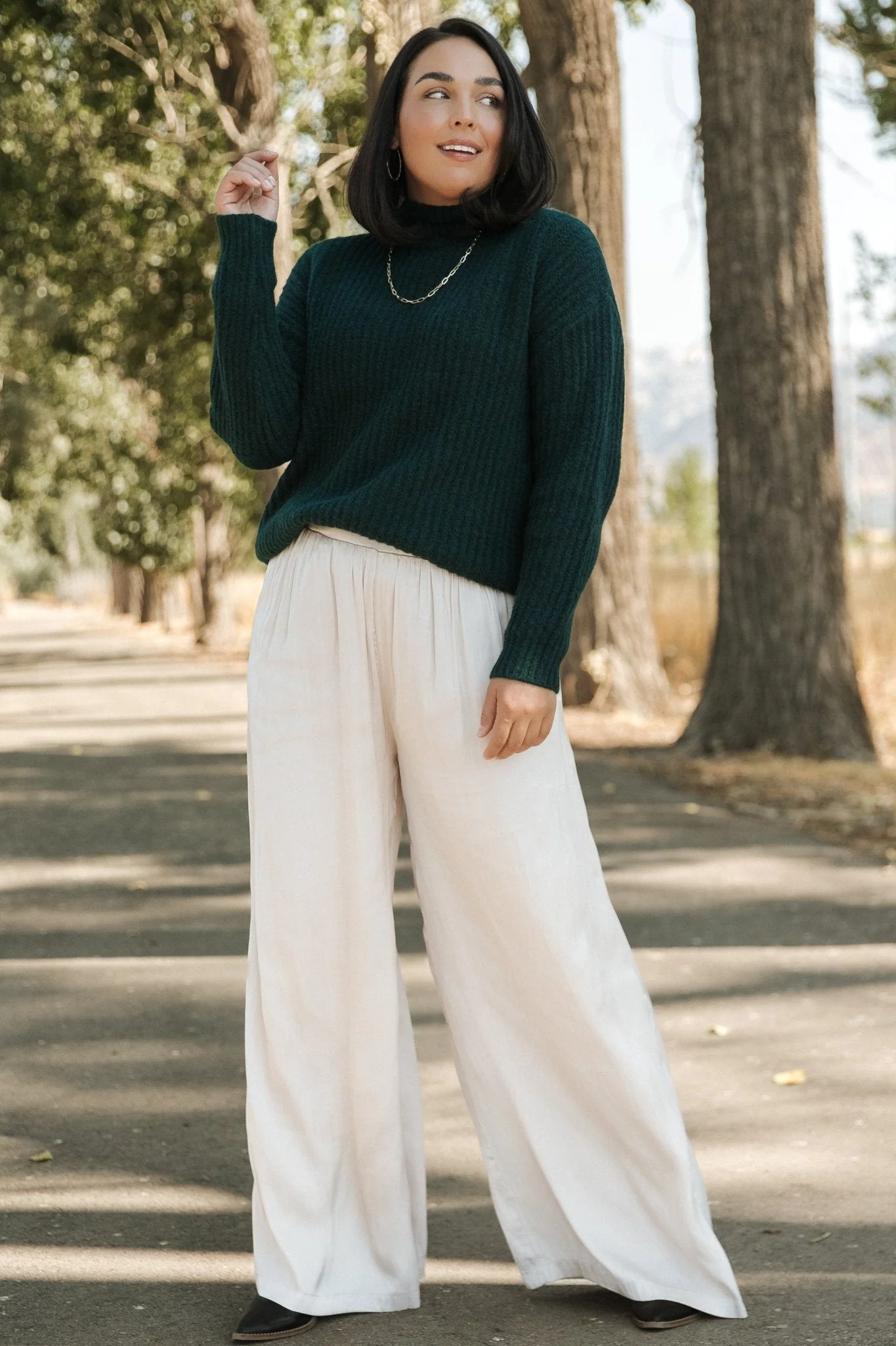 Jayla Palazzo Satin Pant | Champagne