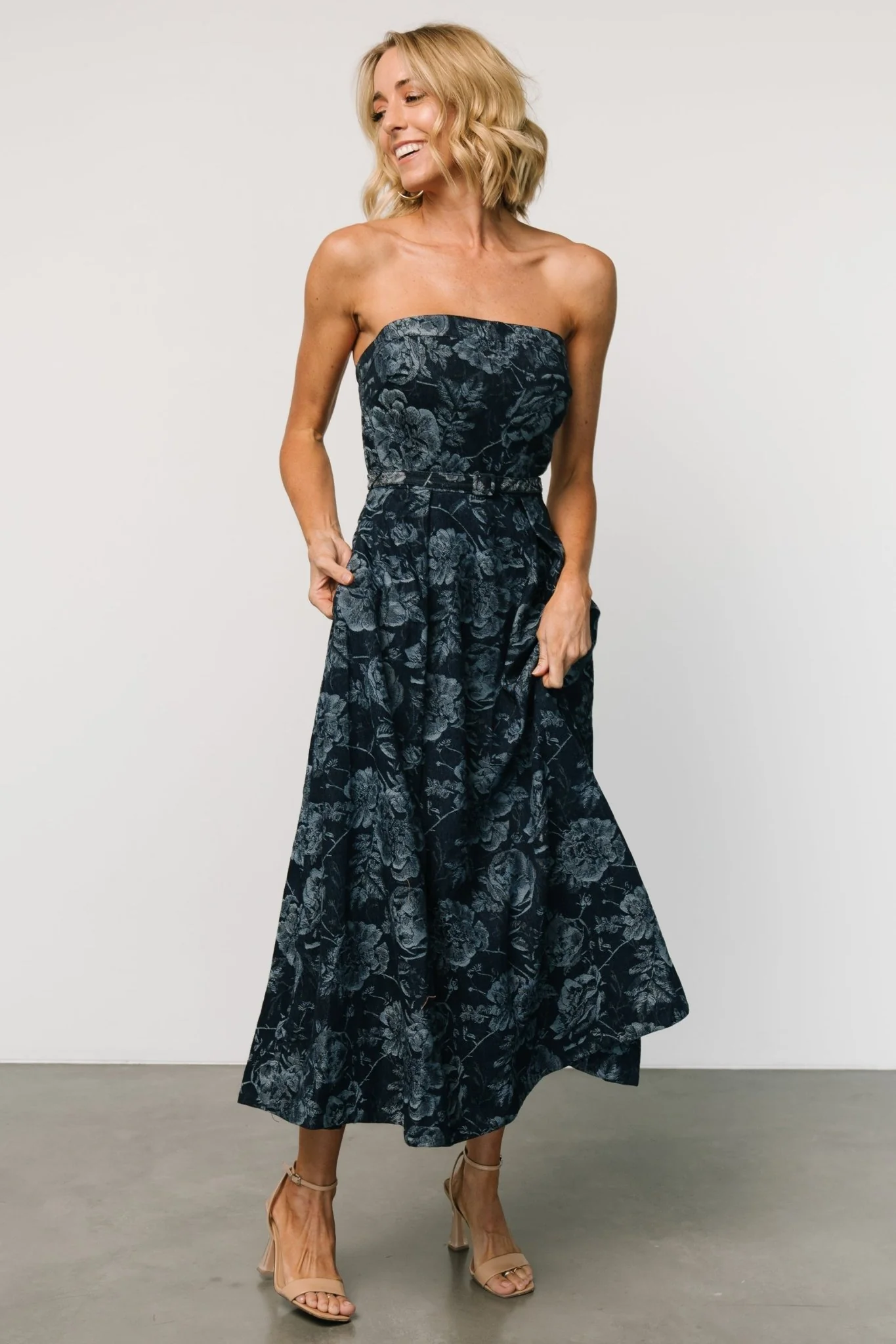 Darlene Strapless Denim Dress | Dark Blue
