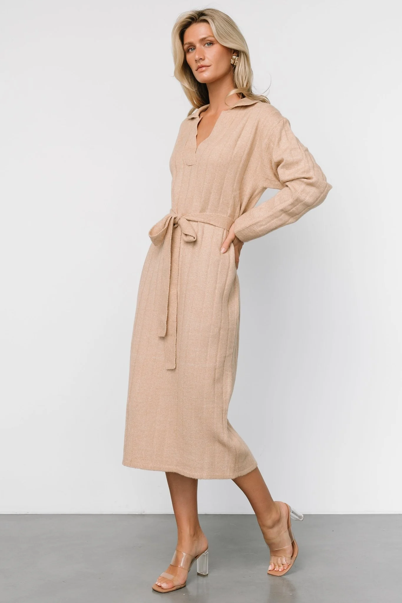 Barrie Sweater Dress | Light Tan