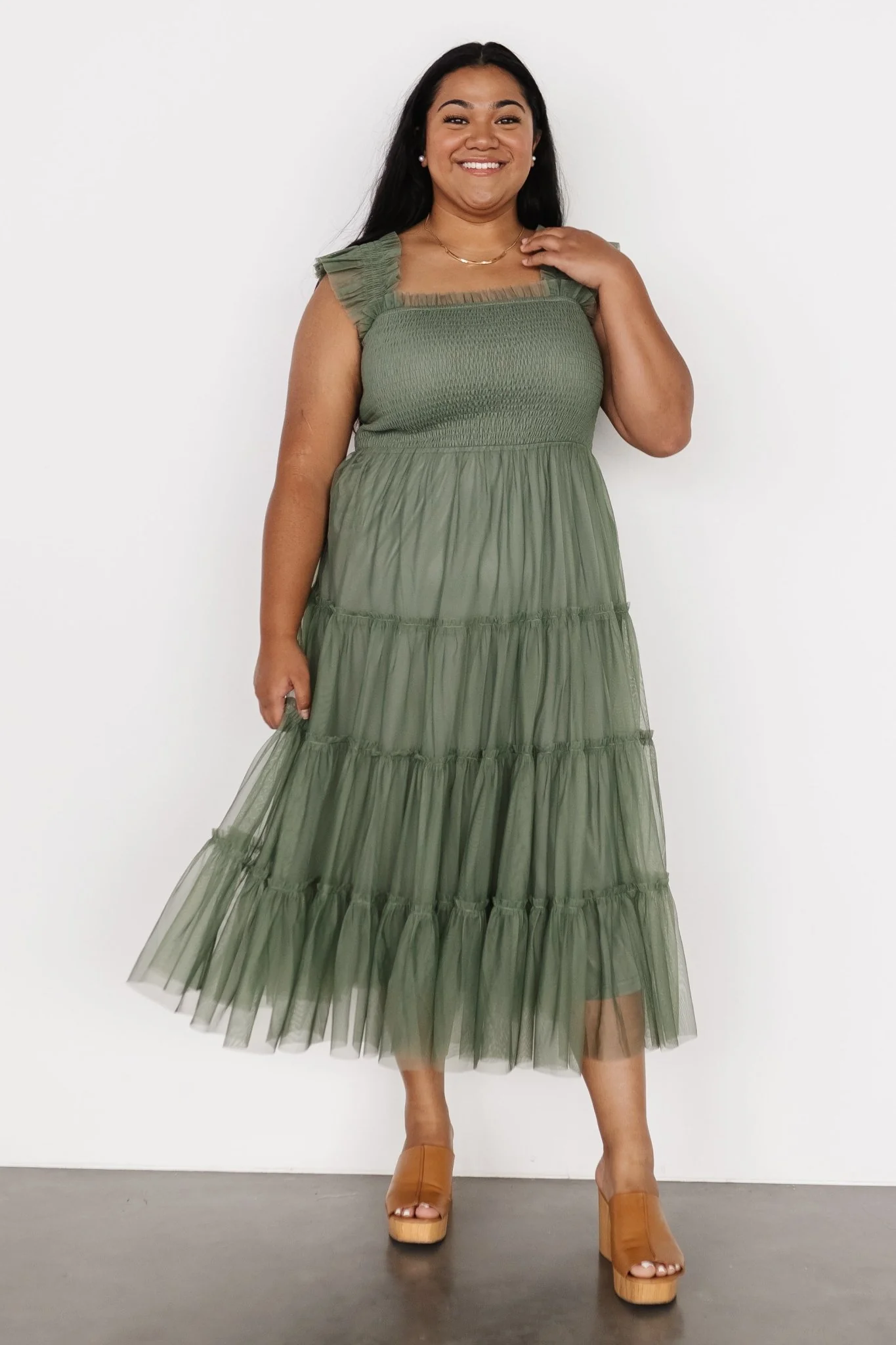 Emma Smocked Tulle Dress | Sage