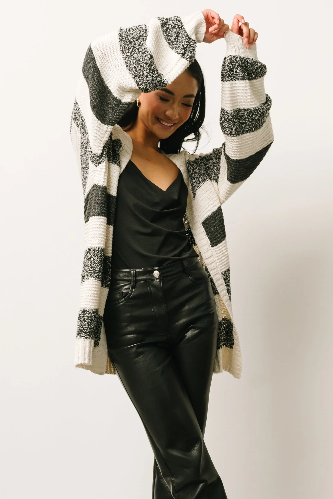 Banff Stripe Cardigan | Black + Ivory