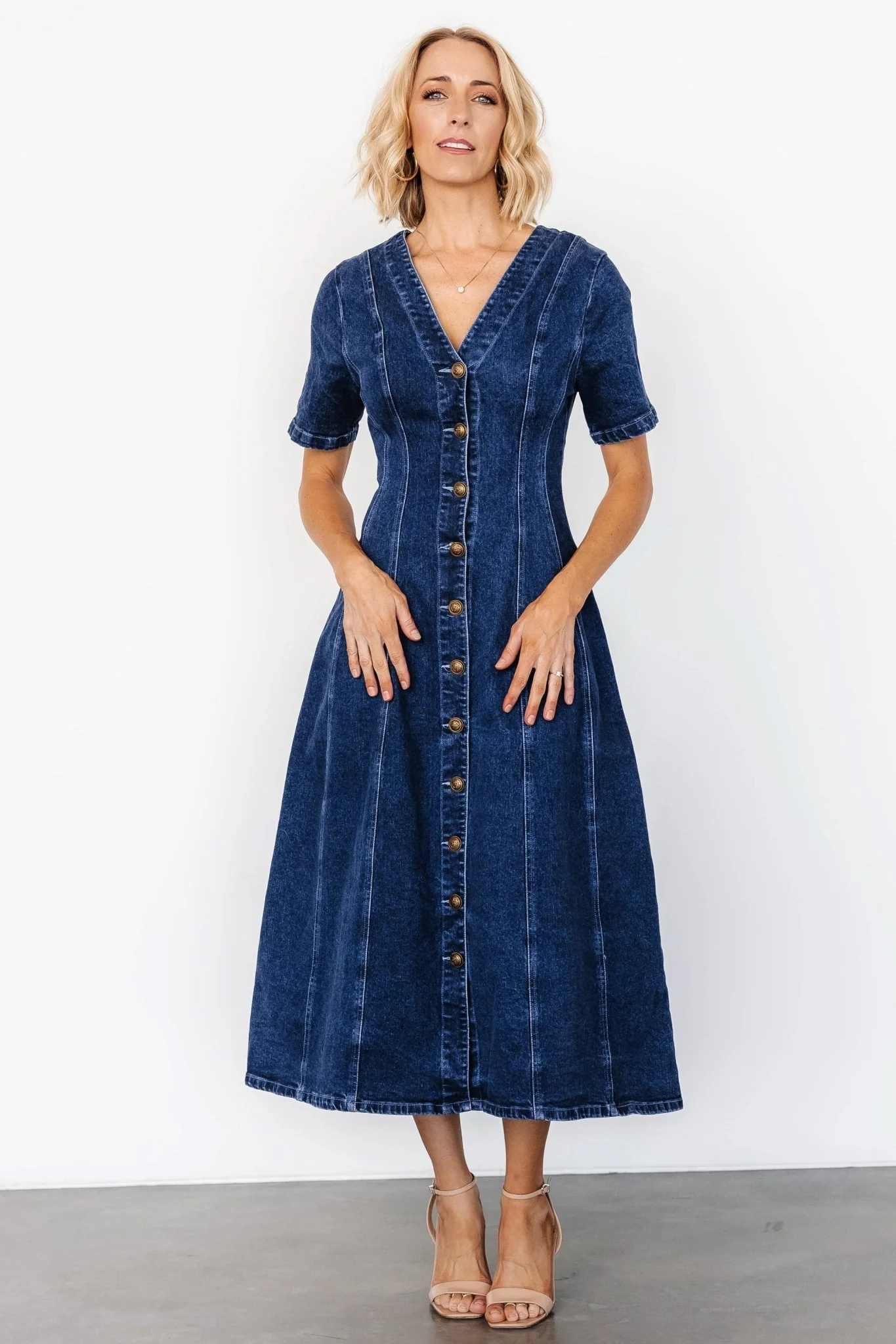 Oakley Button Denim Dress | Blue