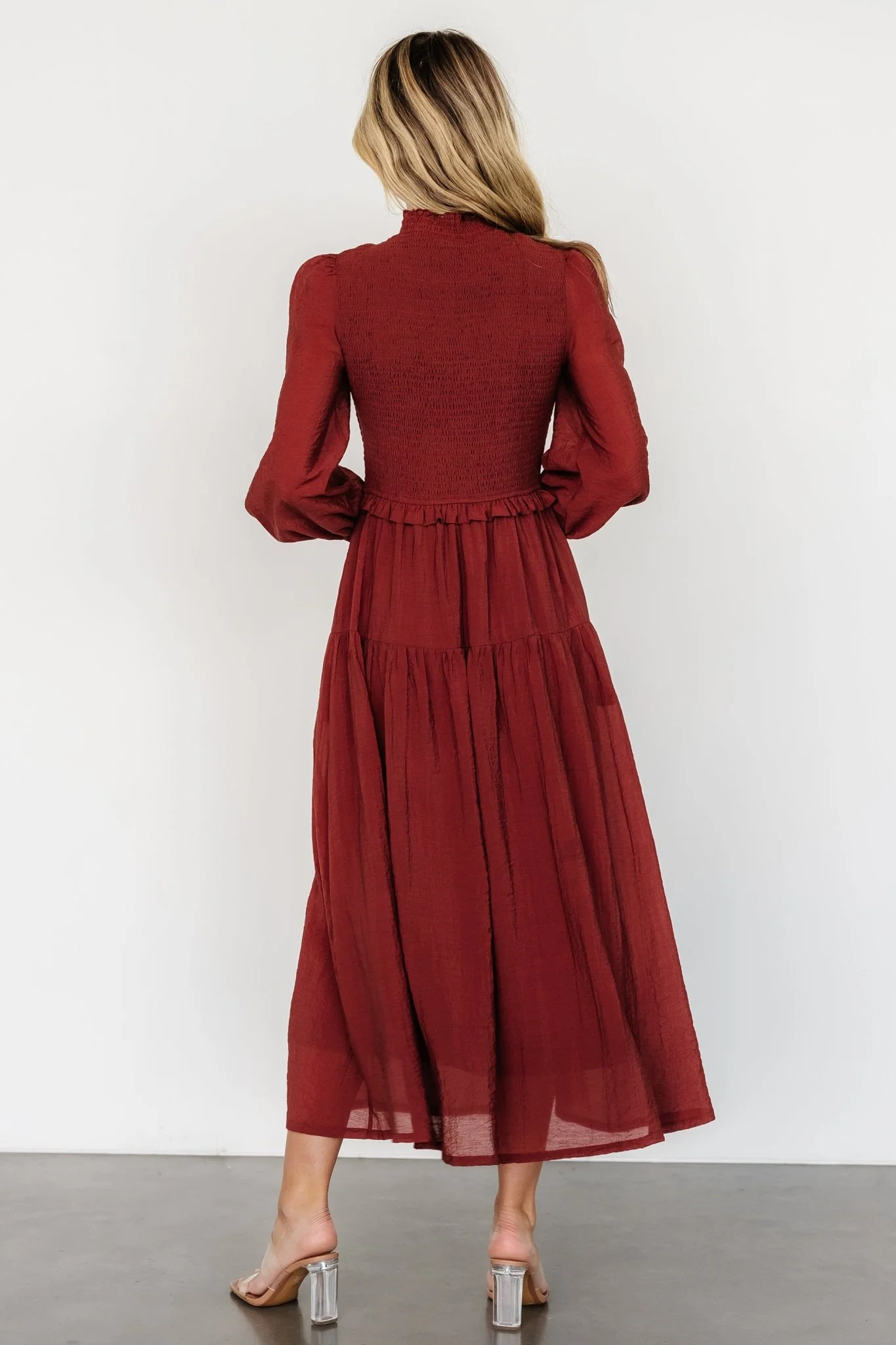 Daria Smocked Maxi Dress | Brick