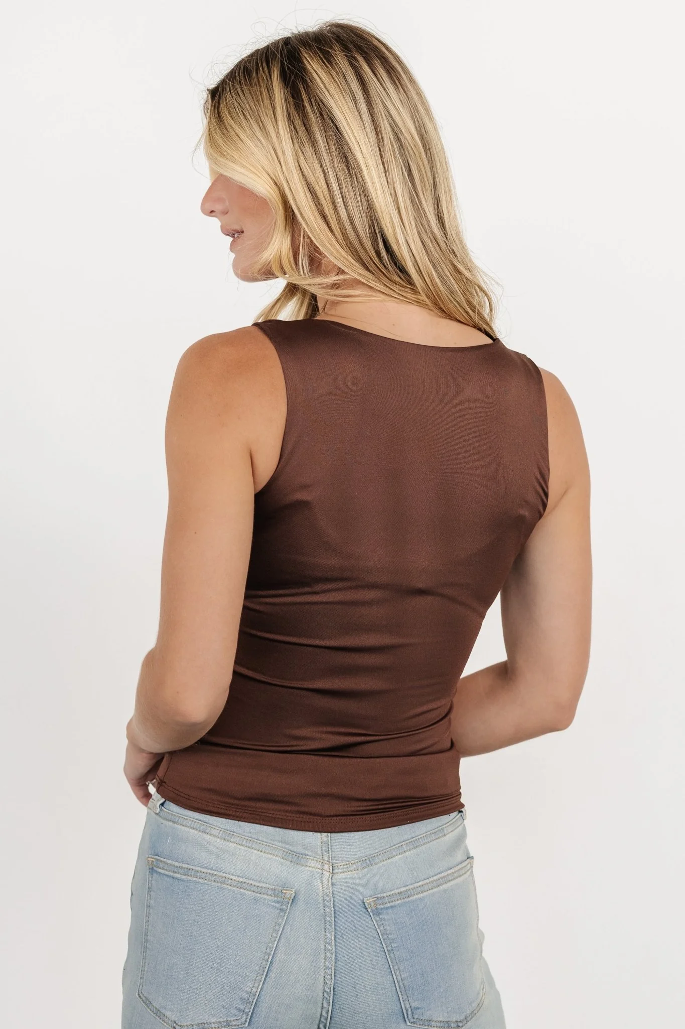 Ana Scoop Neck Tank Top | Dark Brown