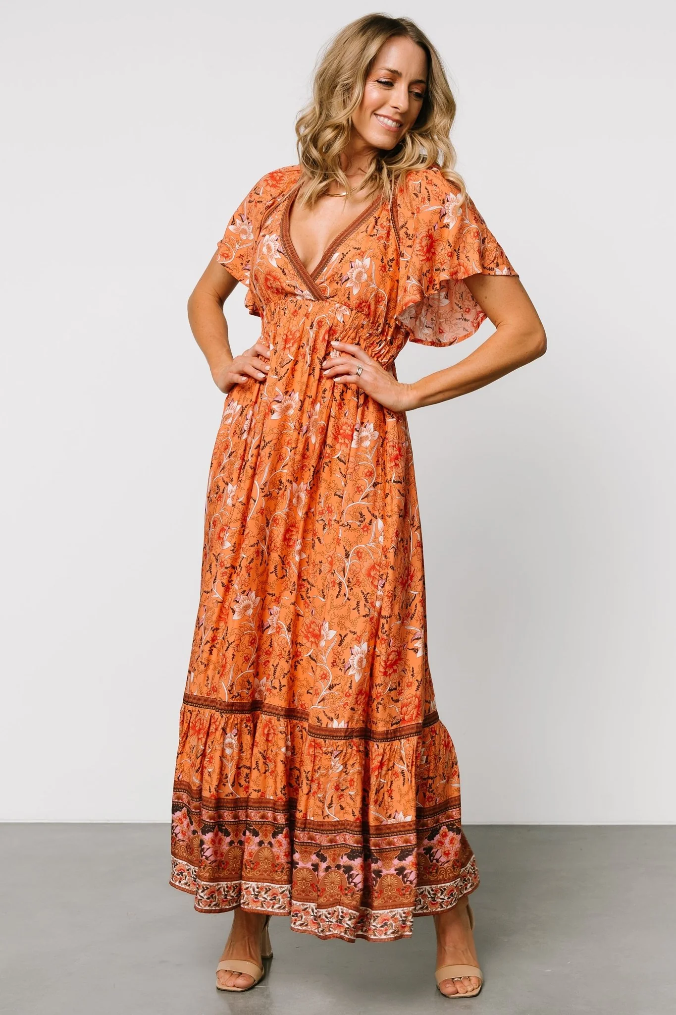 Marietta Maxi Dress | Orange Floral