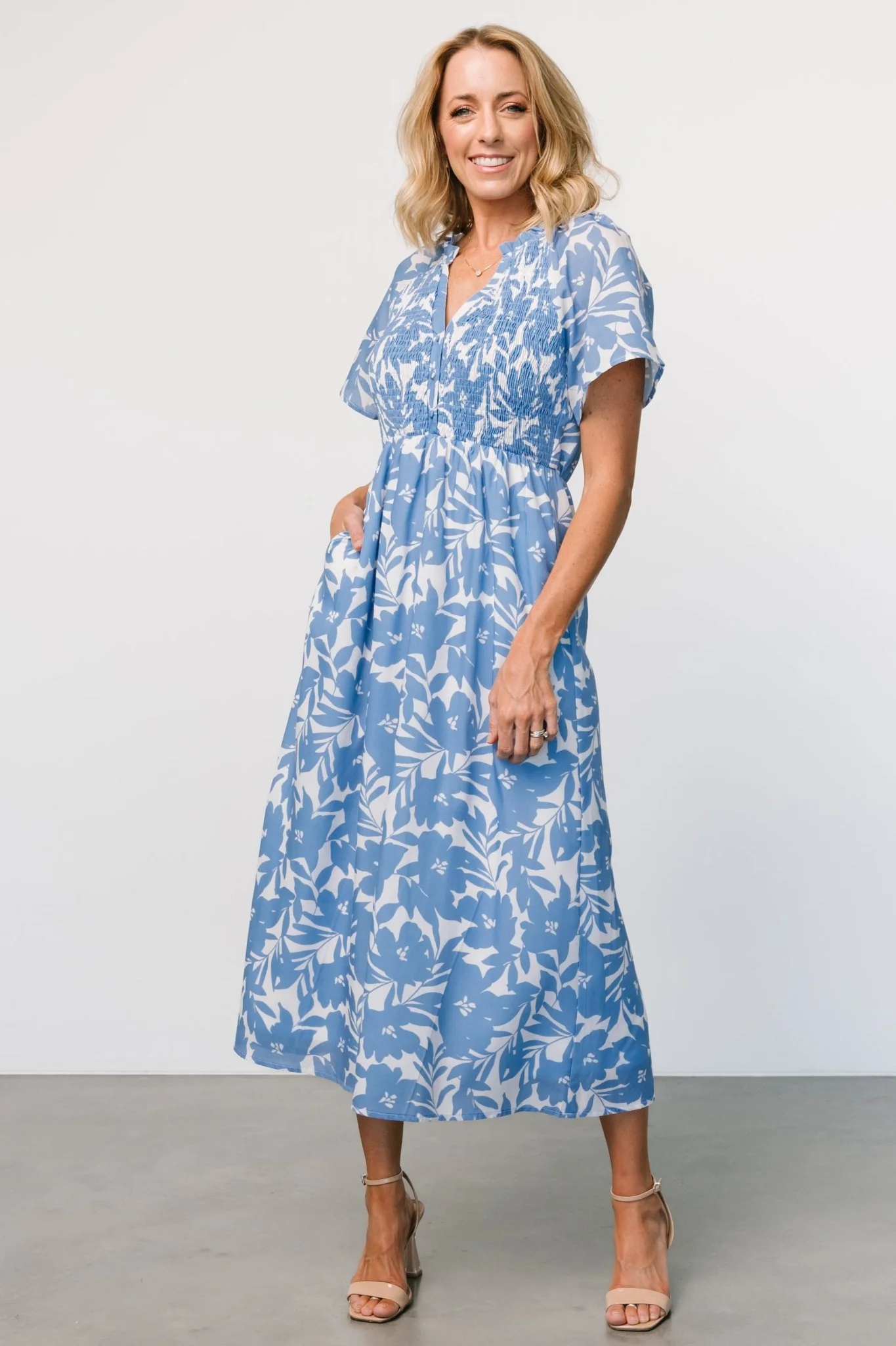 Annise Midi Dress | Blue Floral