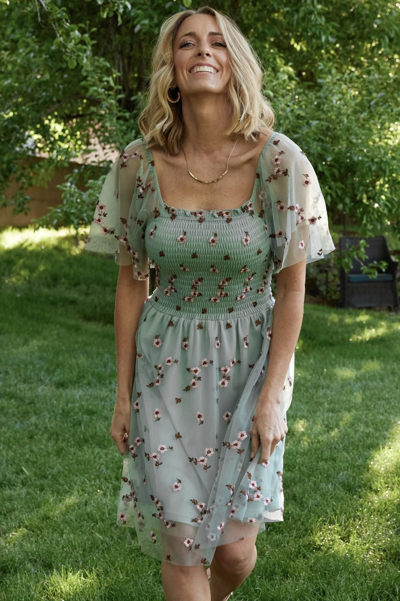 Tivoli Tulle Short Dress | Sage + Pink