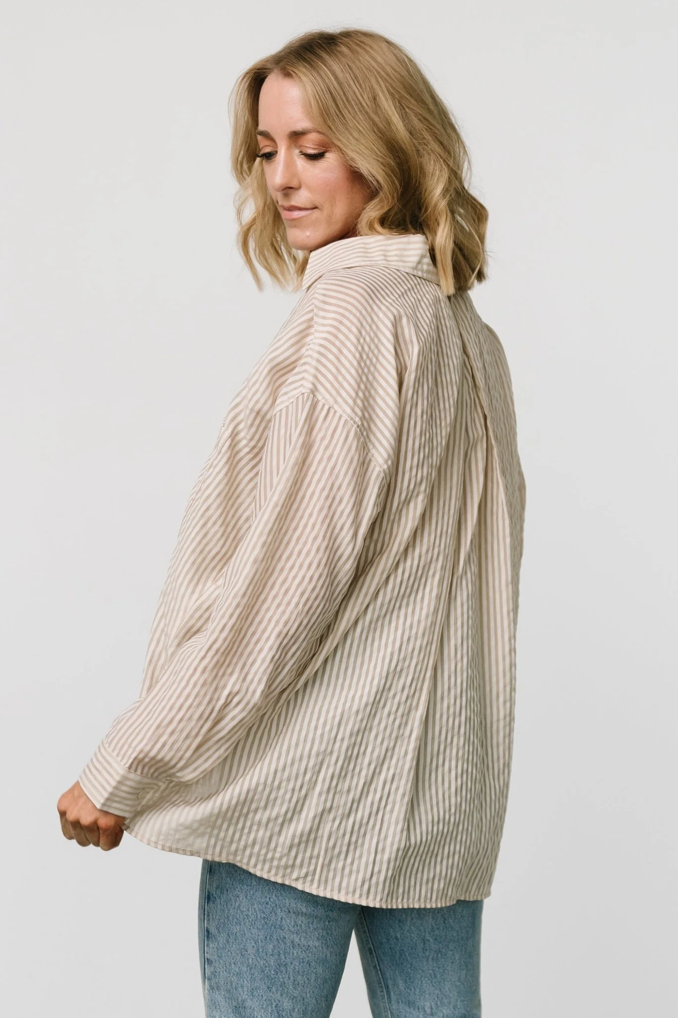 Sheldon Striped Oversized Top | Natural