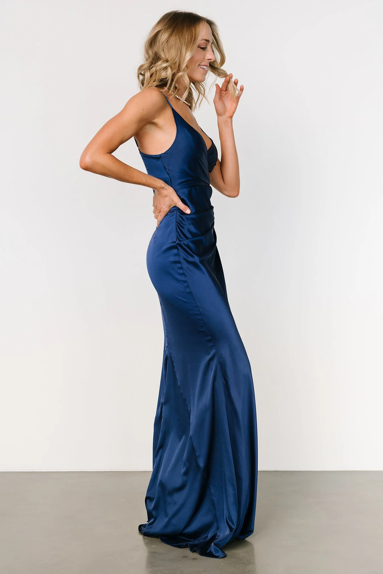 Monet Satin Gown | Navy