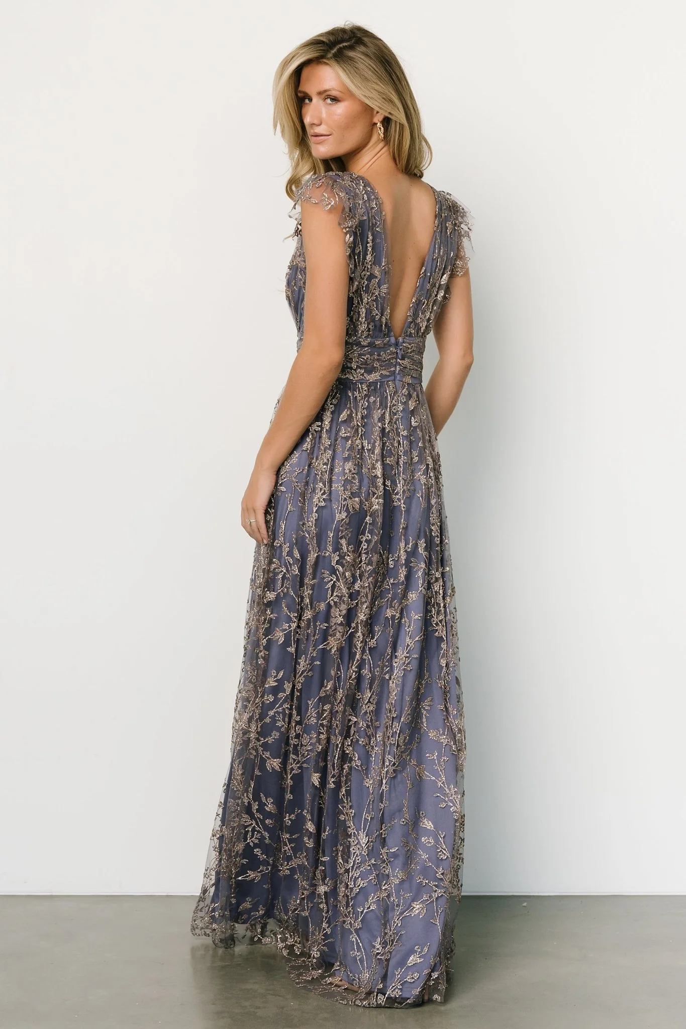 Arlene Shimmer Gown | Blue + Gold