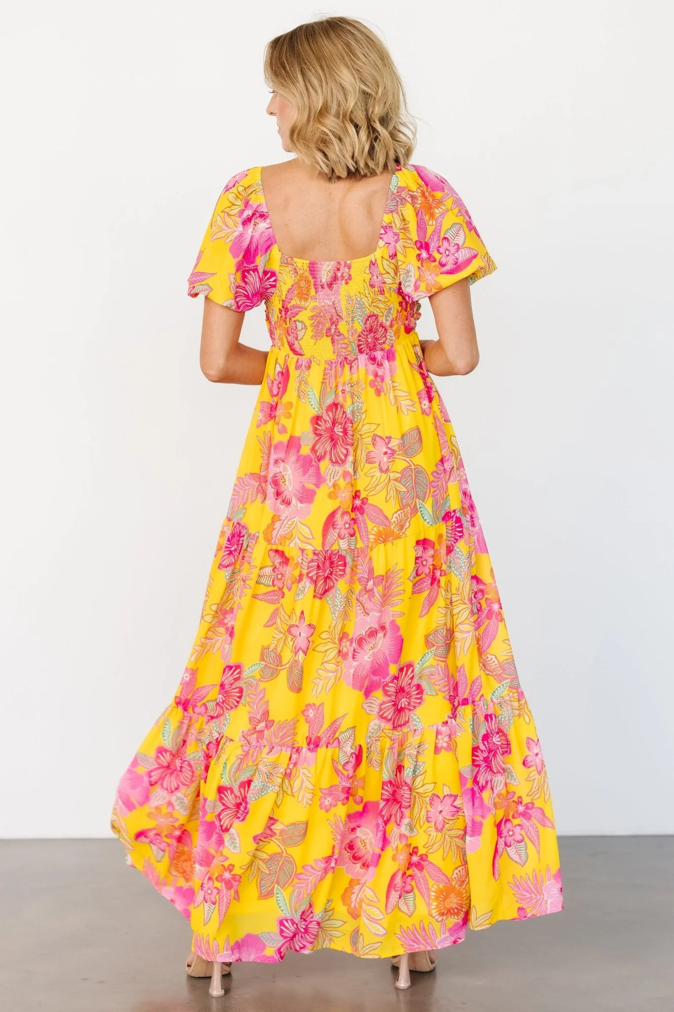 Darla Maxi Dress | Yellow + Pink Floral