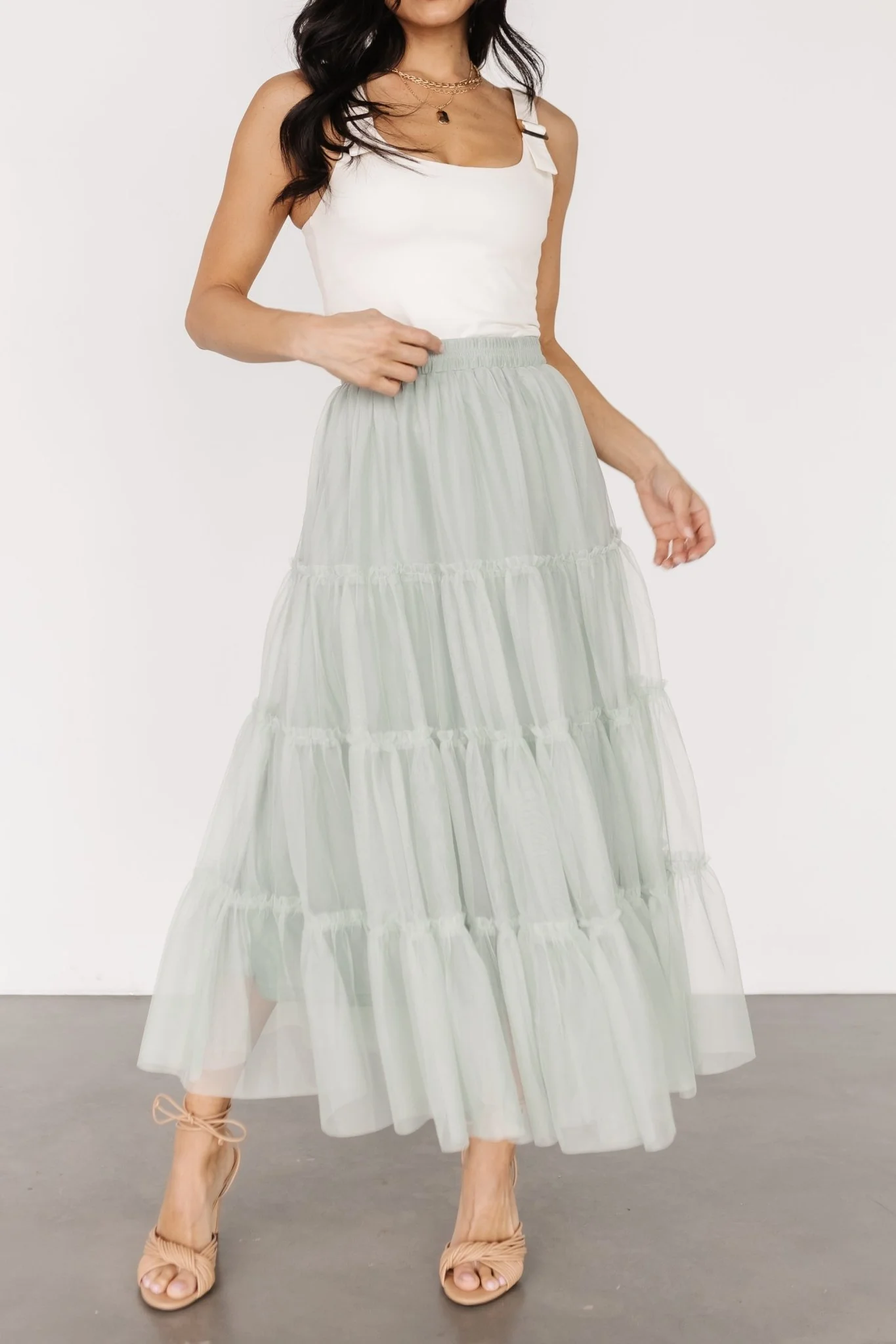 Galena Tulle Skirt | Light Sage