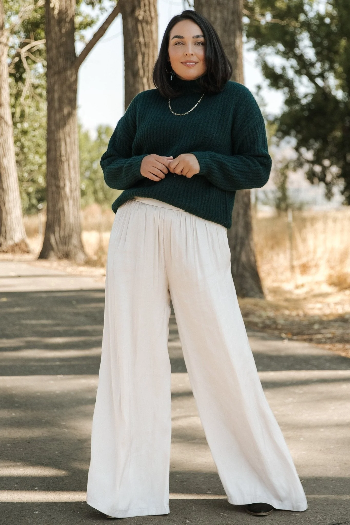 Jayla Palazzo Satin Pant | Champagne