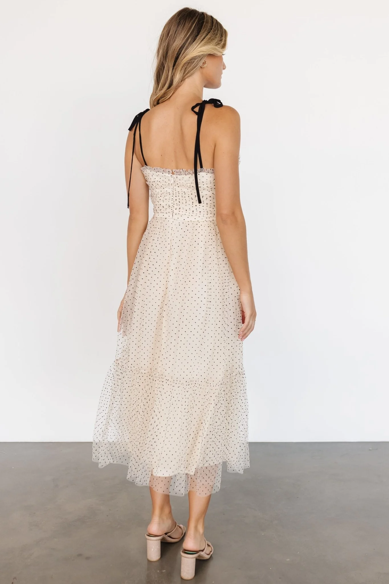 Izzy Tulle Midi Dress | Cream + Black