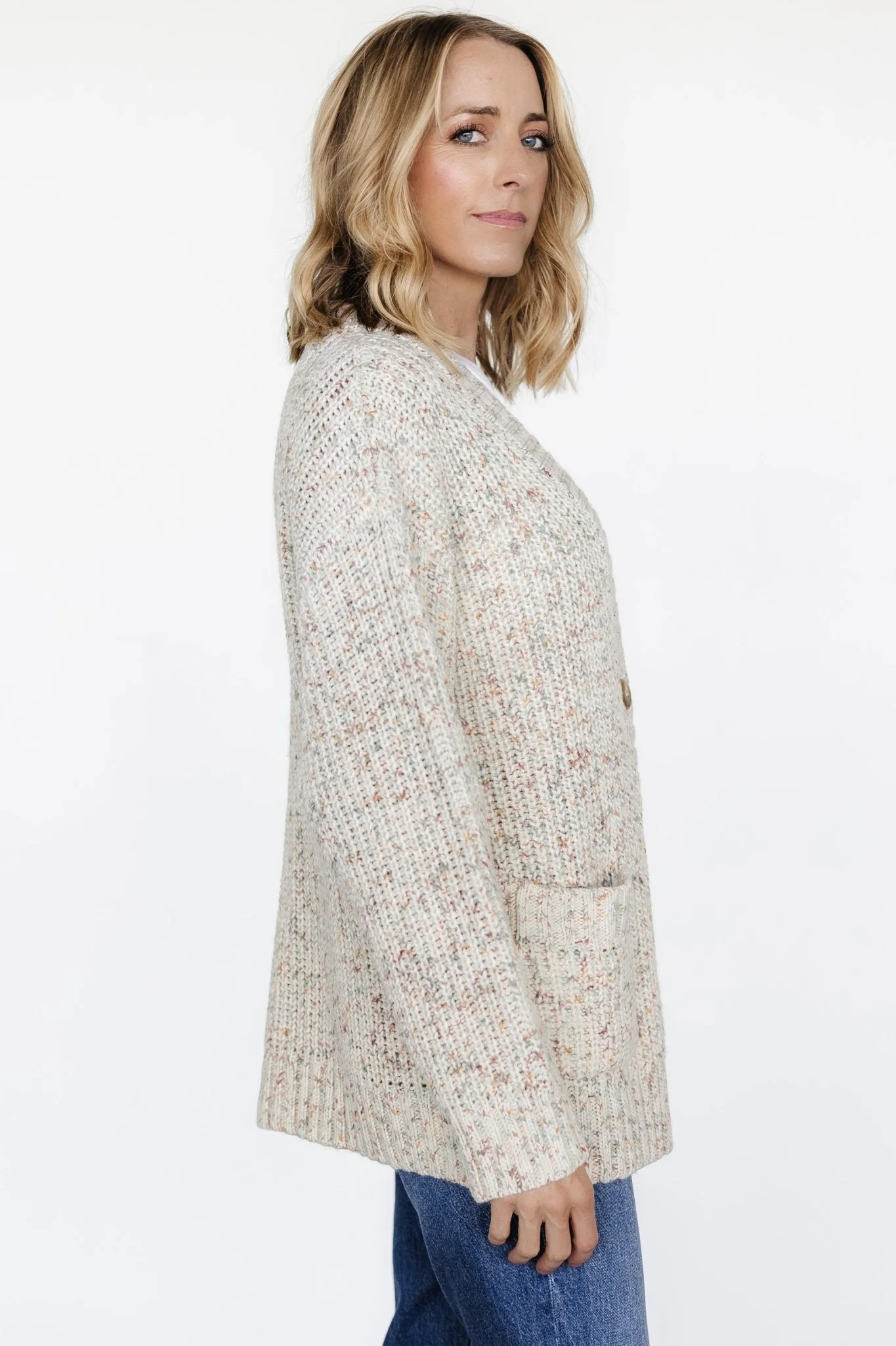 Phillis Chunky Knit Cardigan | Oatmeal Multi