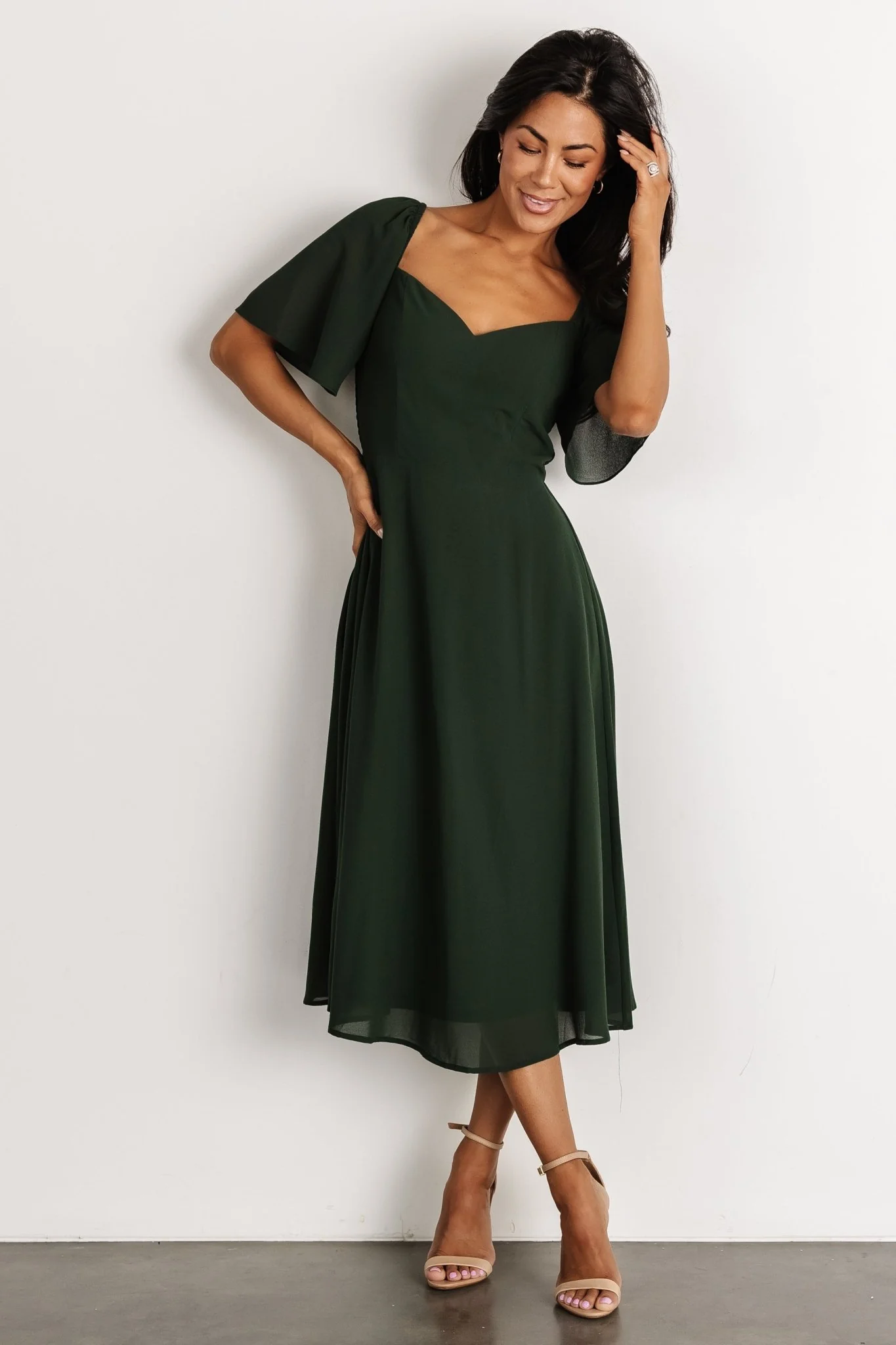 Colette Sweetheart Midi Dress | Evergreen