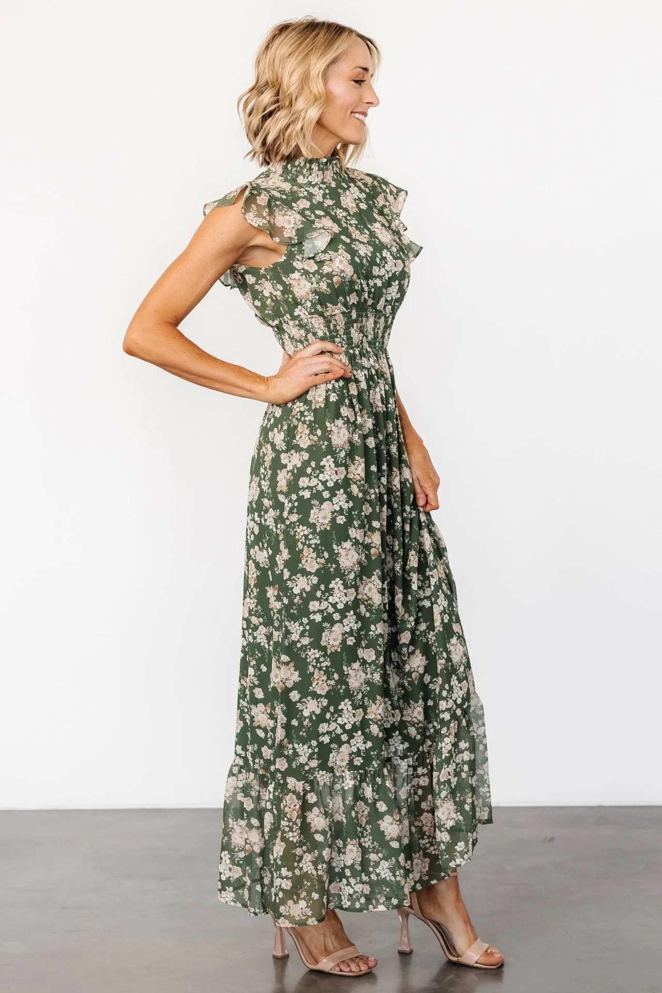 Kearny Ruffle Maxi Dress | Olive Floral