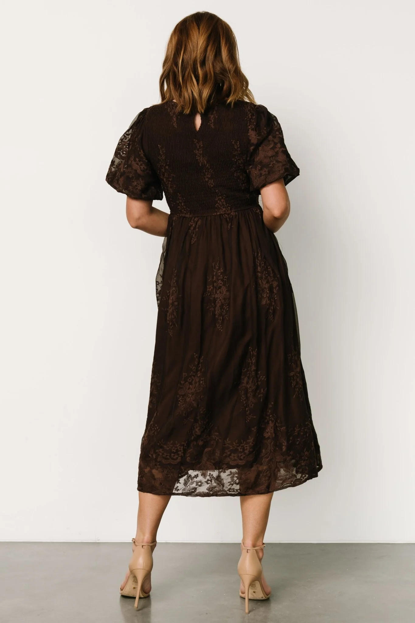 Corrine Embroidered Midi Dress | Brown