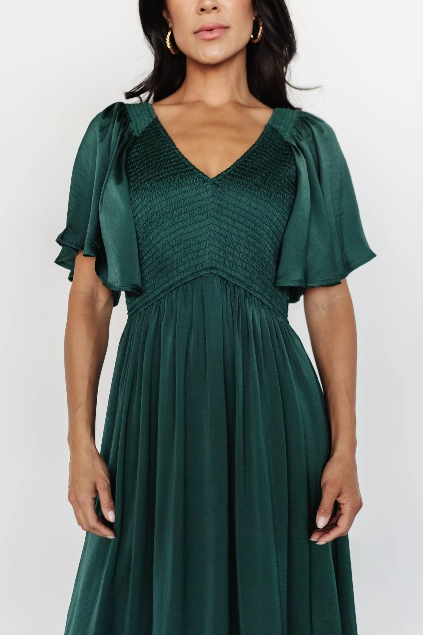 Lovell Smocked Midi Dress | Emerald