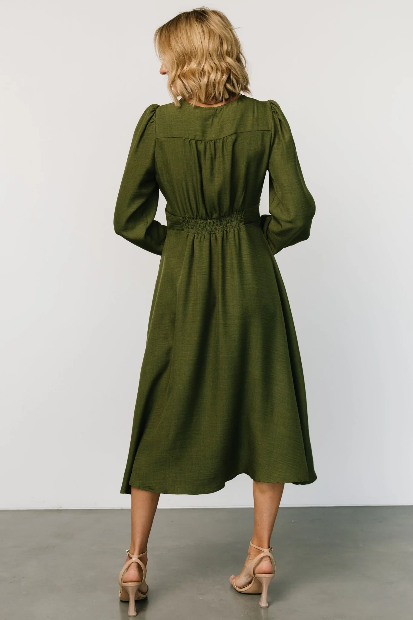 Faith Button Midi Dress | Olive