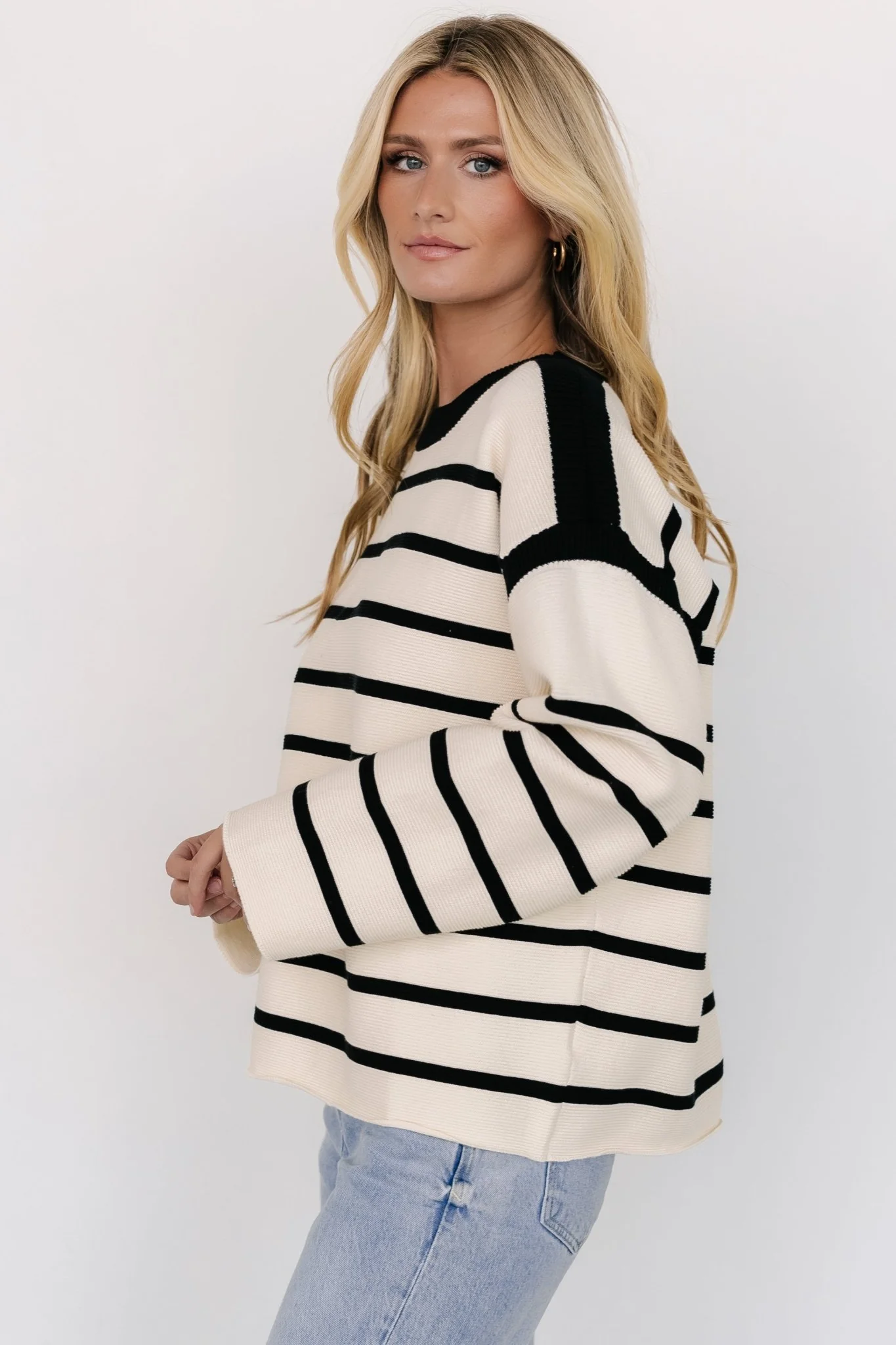 Conway Striped Sweater | Cream + Black