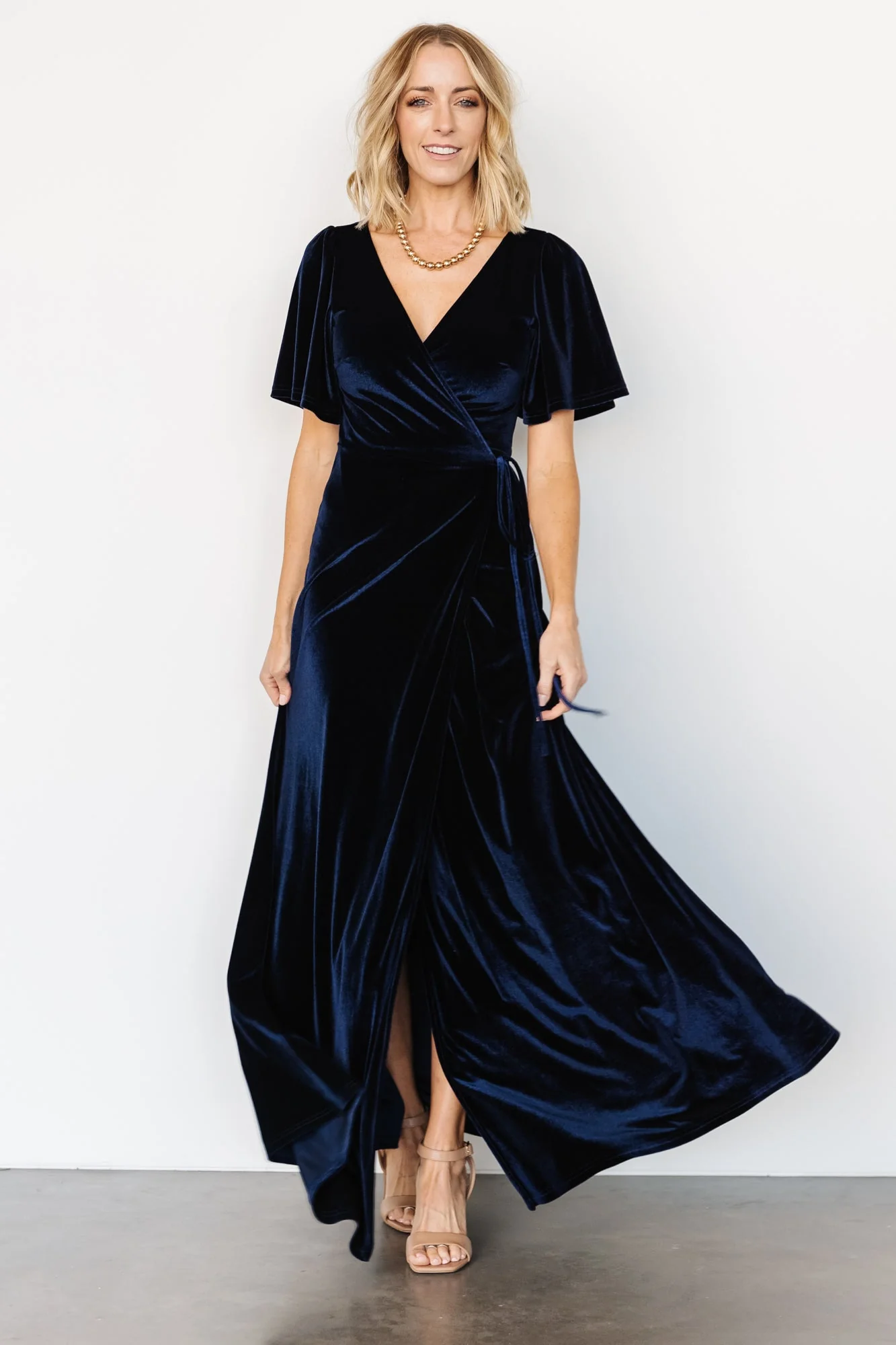Meghan Velvet Wrap Maxi Dress | Navy