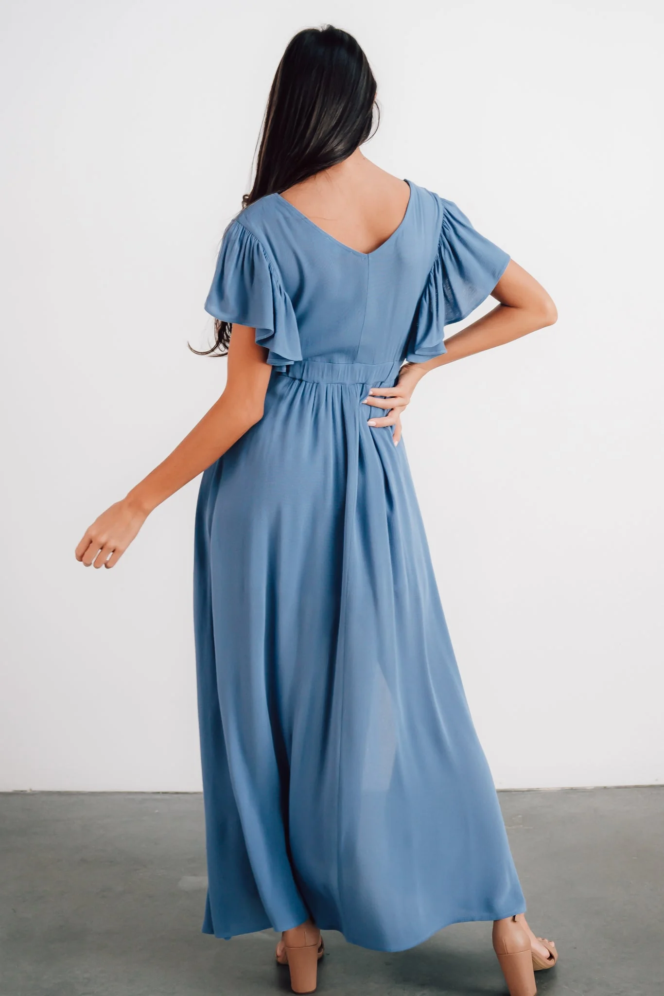 Jennifer Deep V Maxi Dress | Blue