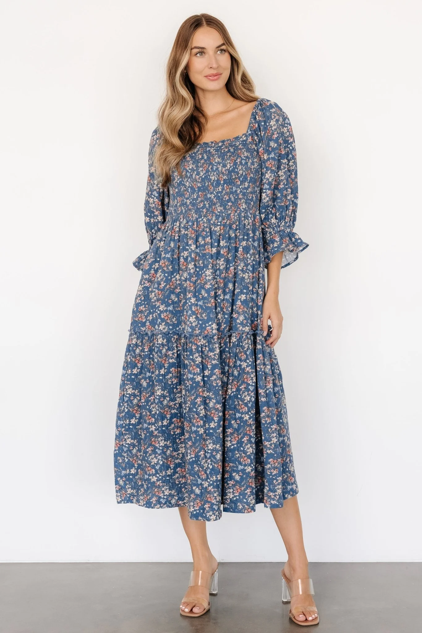 Sedona Smocked Dress | Blue Floral