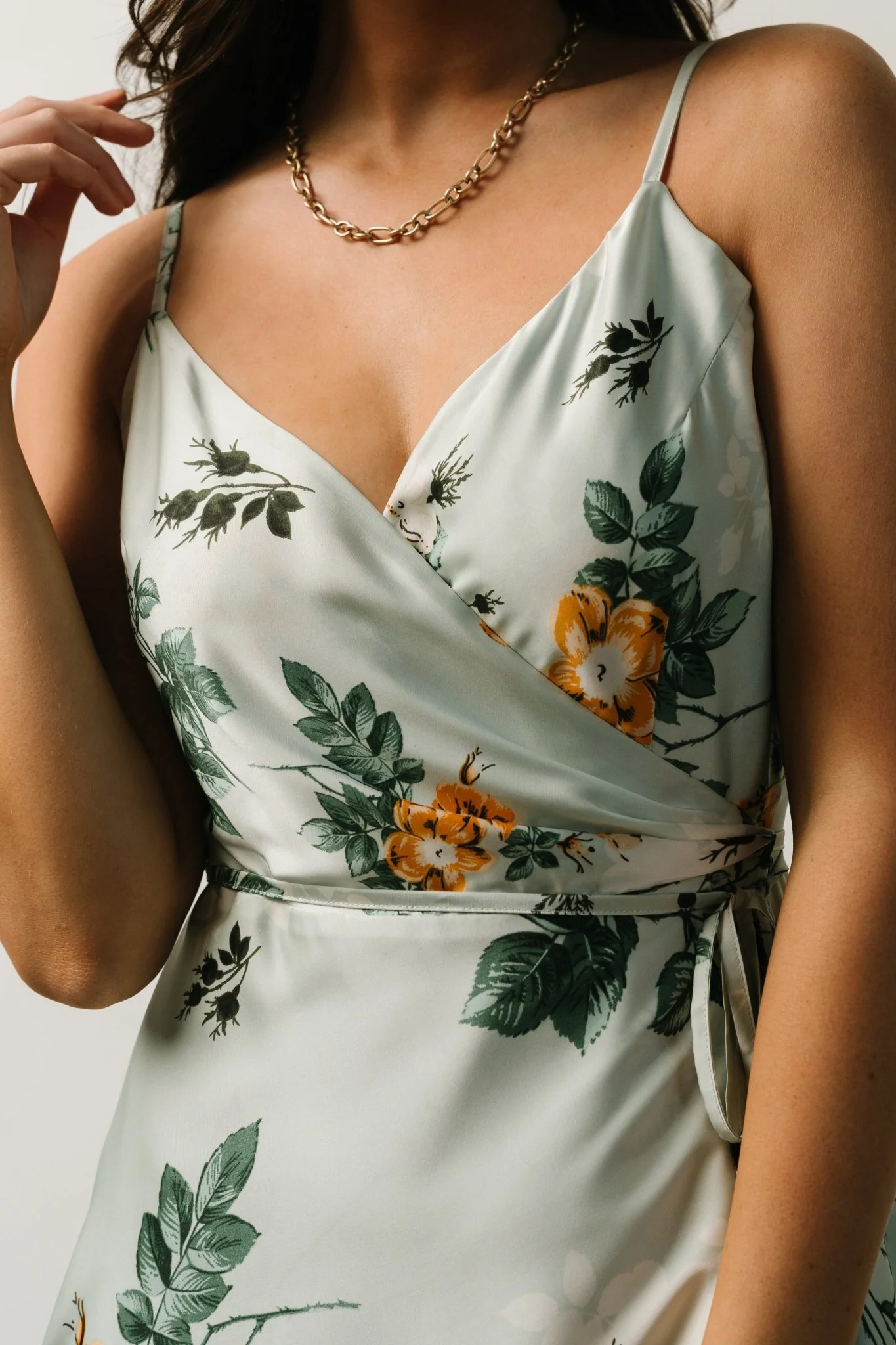 Steffi Tulip Wrap Dress | Light Sage Floral