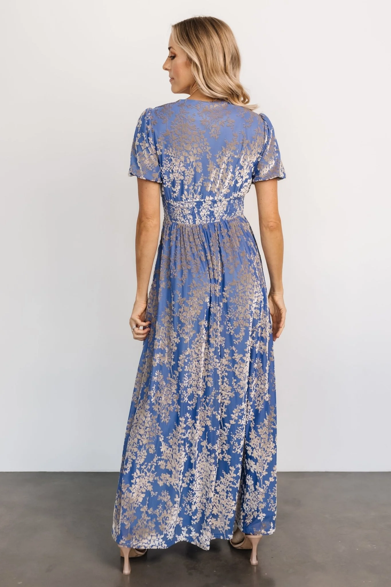 Leslie Velvet Maxi Dress | Blue + Silver