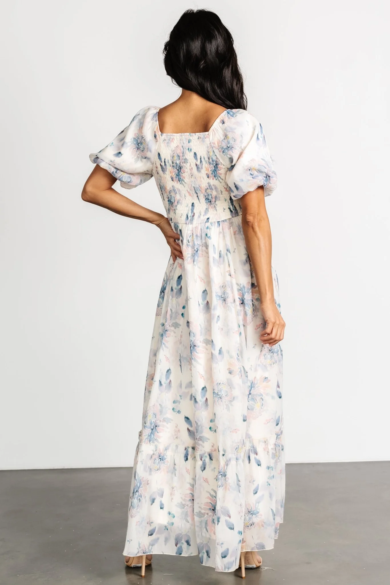 Dalia Maxi Dress | Cream + Blue Floral