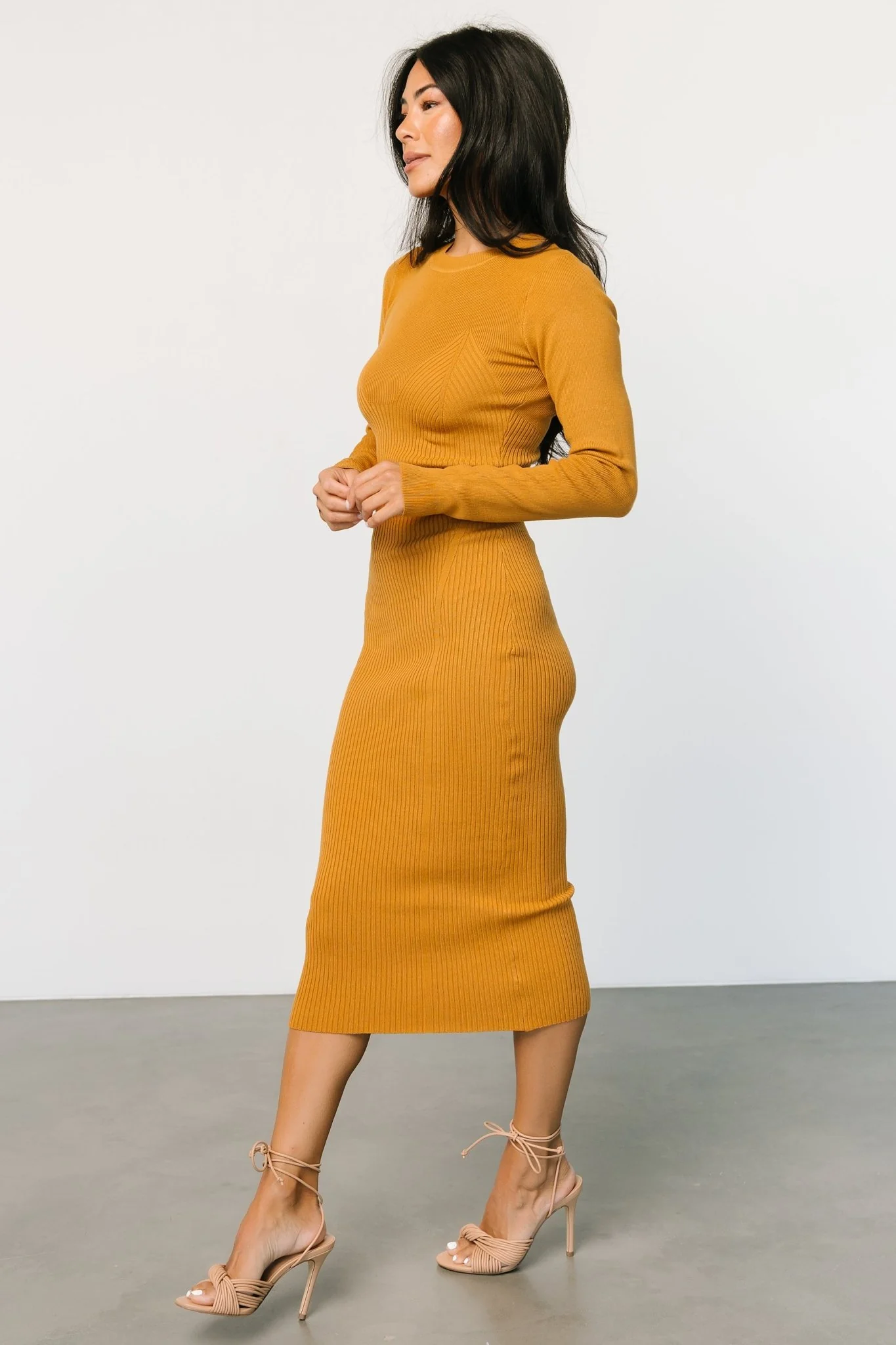 Manhattan Ribbed Sweater Dress | Camel