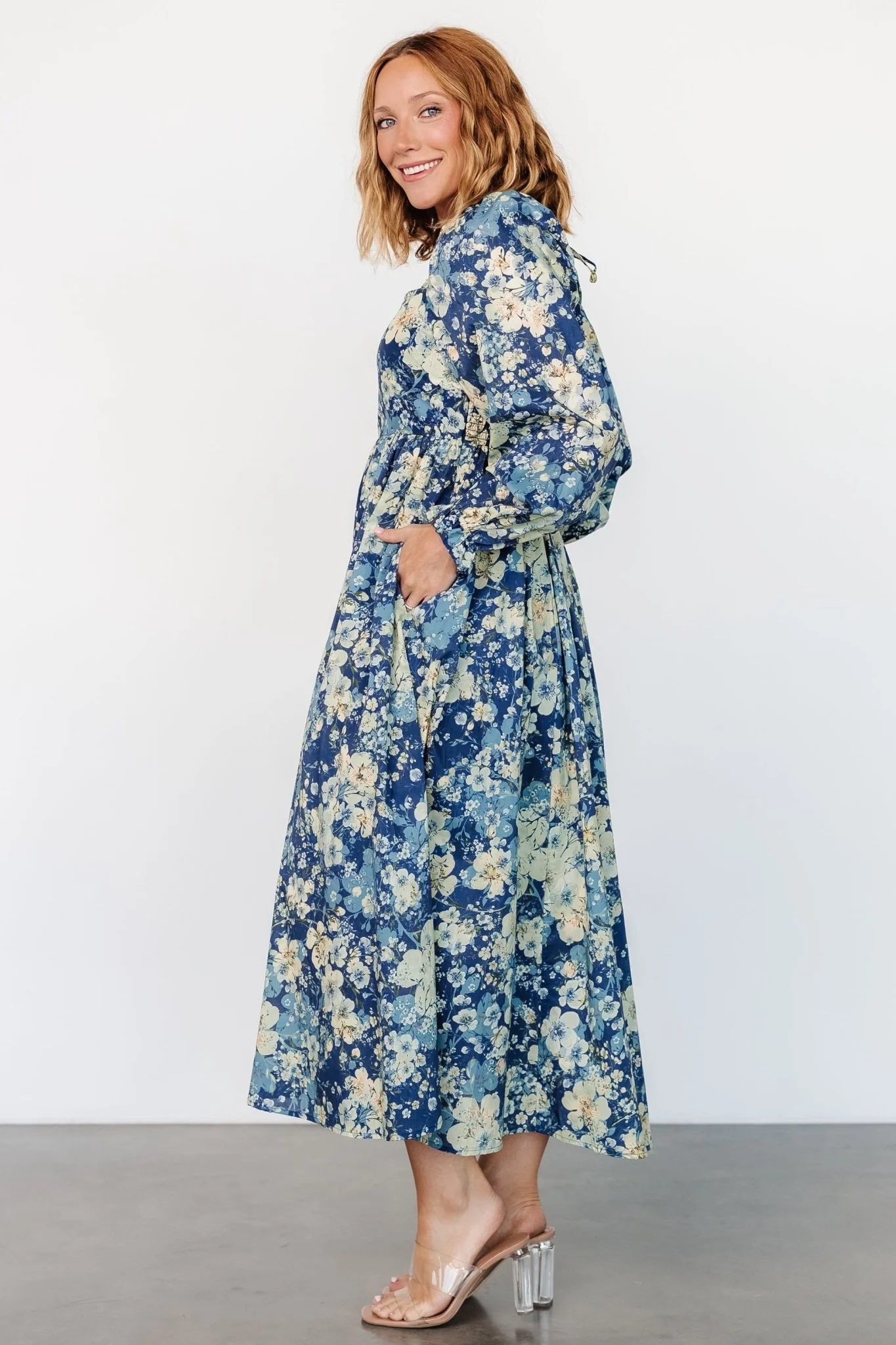 Twyla Dress | Blue + Cream Floral