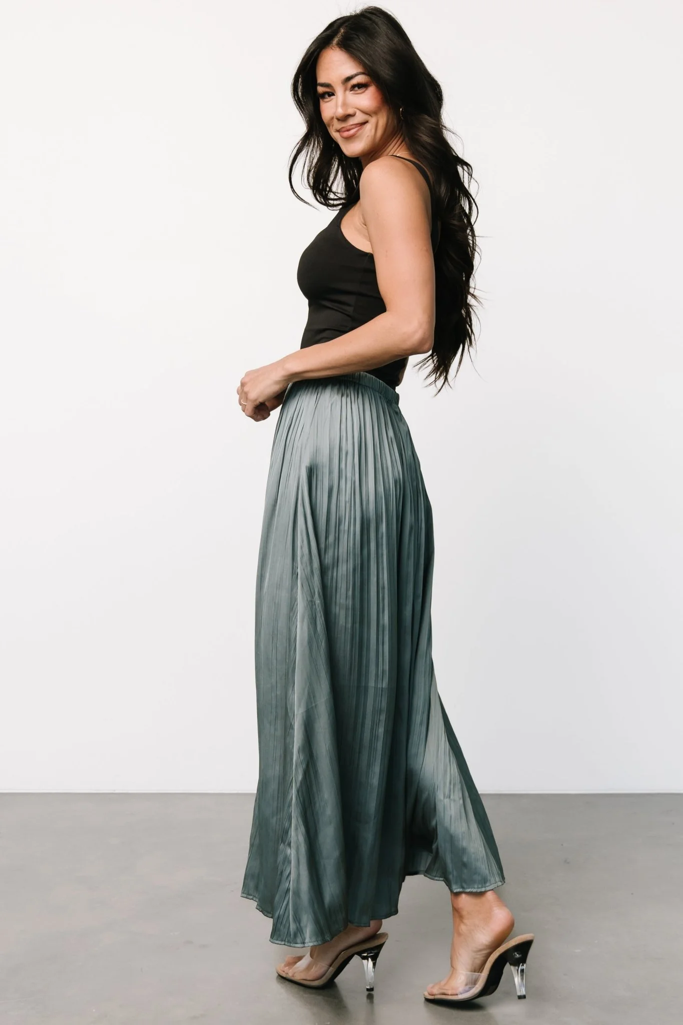 Baker Satin Skirt | Eucalyptus
