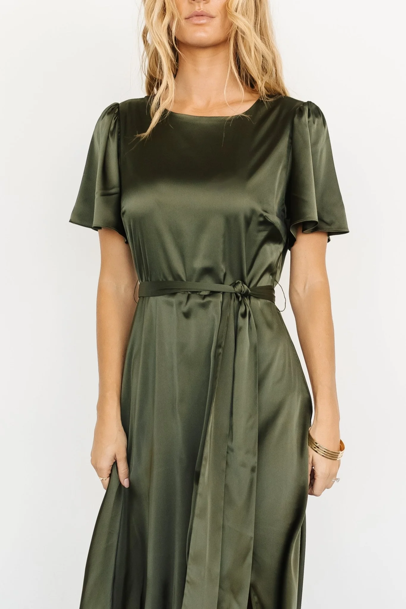 Agnes Satin Maxi Dress | Juniper Green