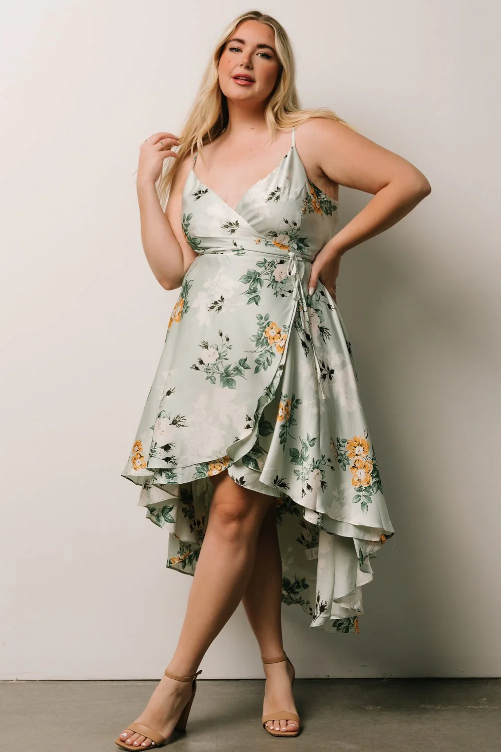 Steffi Tulip Wrap Dress | Light Sage Floral