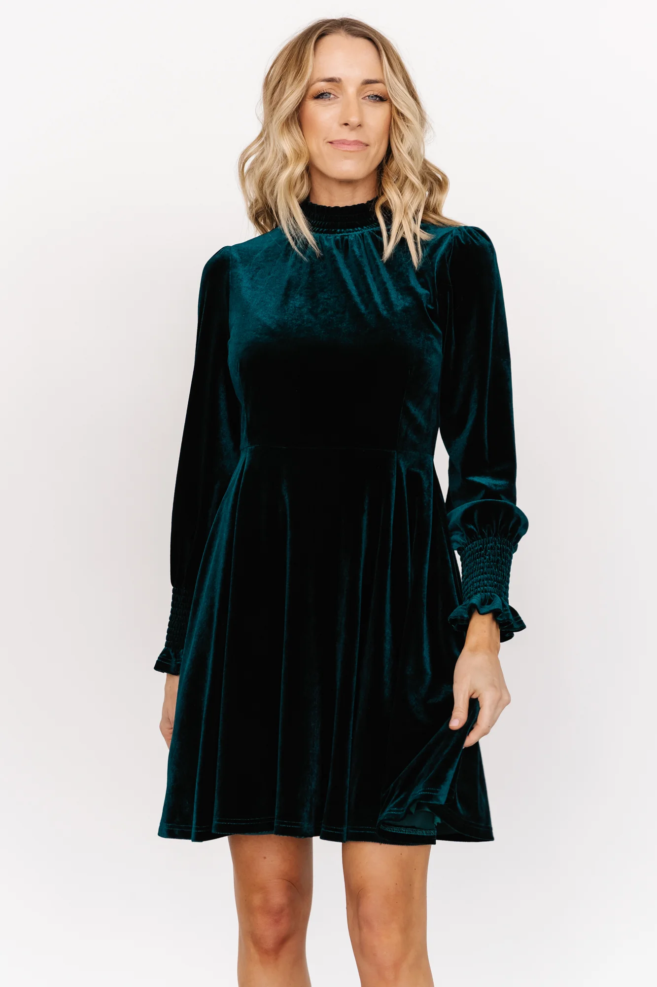 Tina Velvet Short Dress | Emerald