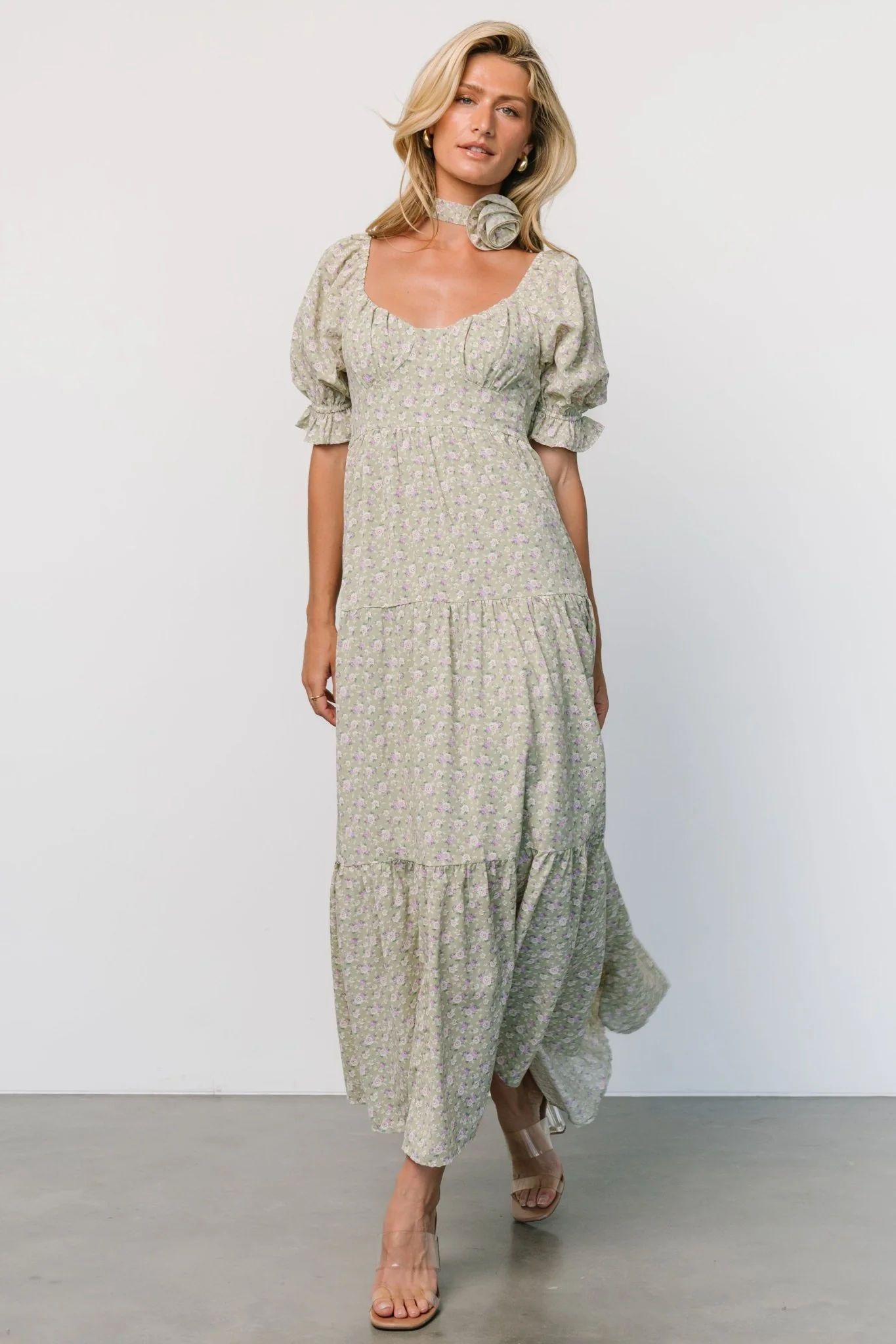 Bonnie Rosette Maxi Dress | Sage Multi